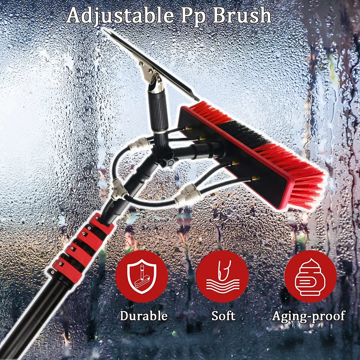 Kit profesional de limpieza de ventanas, poste de 3,6 m con cepillo para paneles solares y fotovoltaicos, ideal para limpiar 3-10 m de alto, solución de limpieza definitiva.
