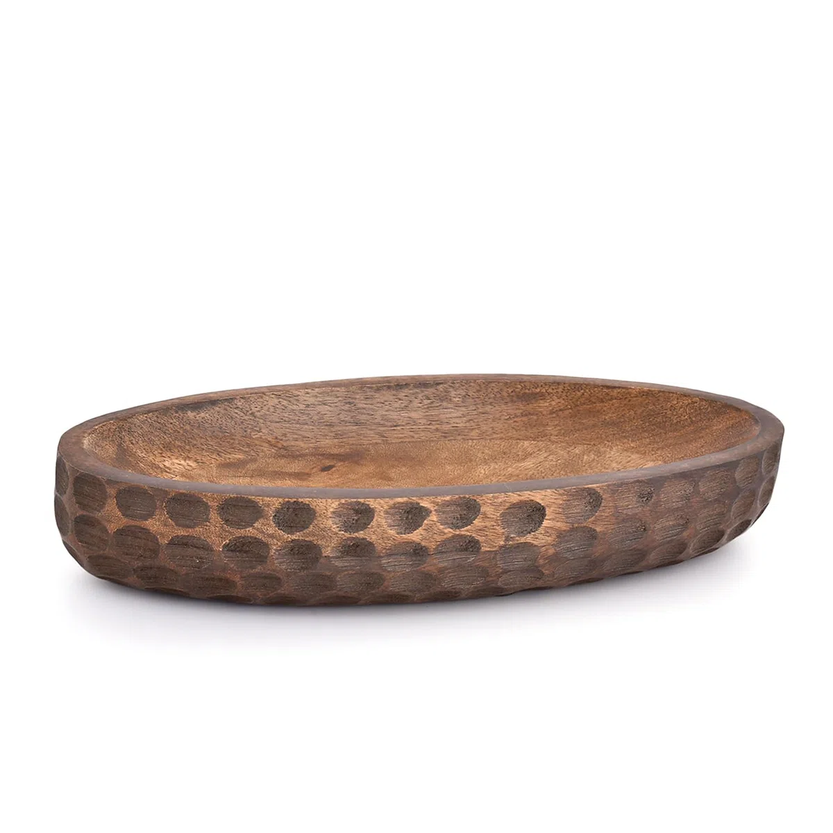 Samhita Cuenco decorativo de madera de mango para decoración del hogar, centro de mesa decorativo, granja, restaurante, cafetería (35,56 cm x 15,24 cm x 5,84 cm)