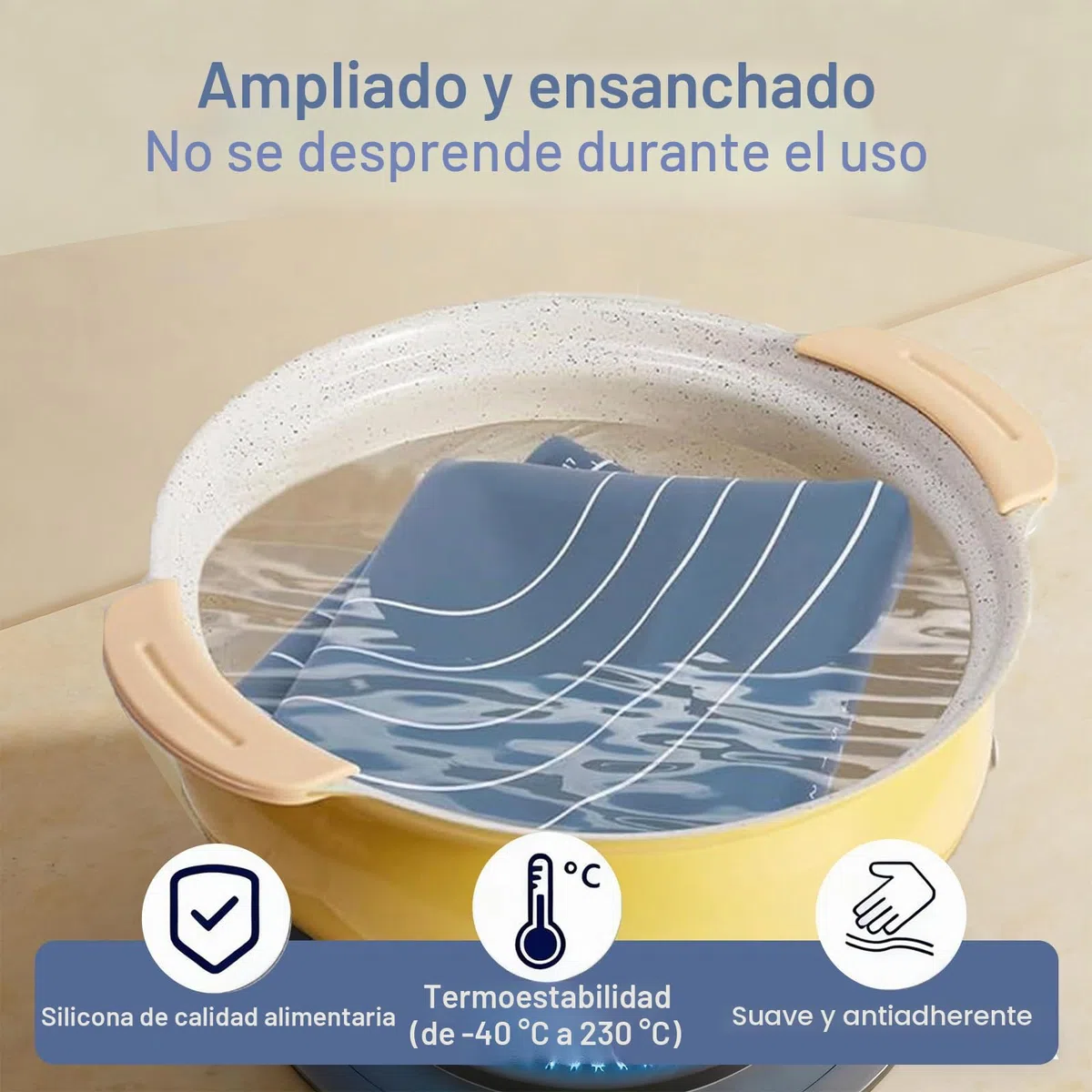 Juego de 4 Alfombrillas de Rodillo Y Silicona, Rodillo Amasar de Superficie Antiadherente con Azul Tapete para Hornear, Rodillo de Silicona con Mango de Madera para Pasta Pizza Torta