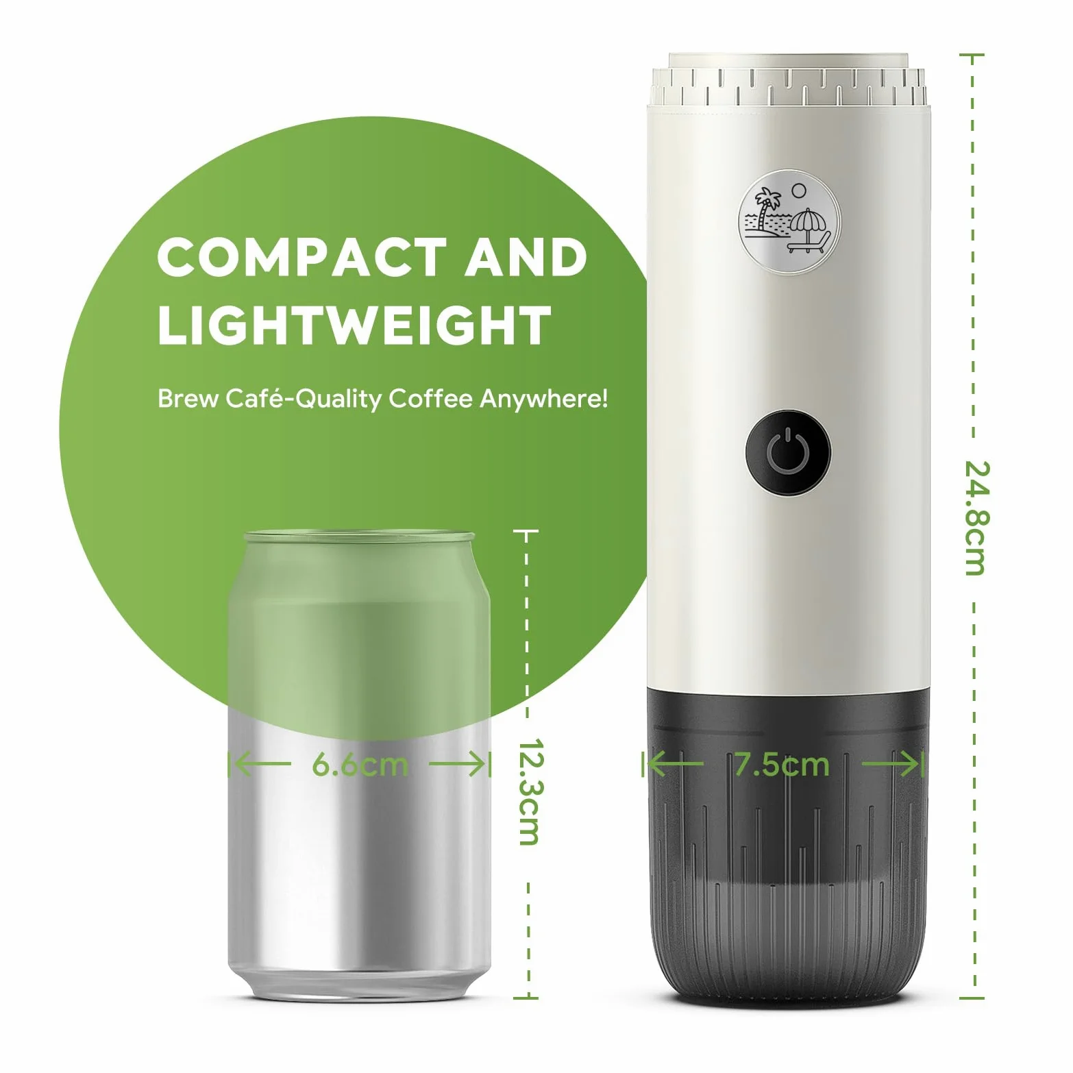 Cafetera portátil 3 en 1 de 19 bares con calefacción automática, compatible con cápsulas NS y DG y café molido para camping, senderismo, viajes y hogar (blanco)