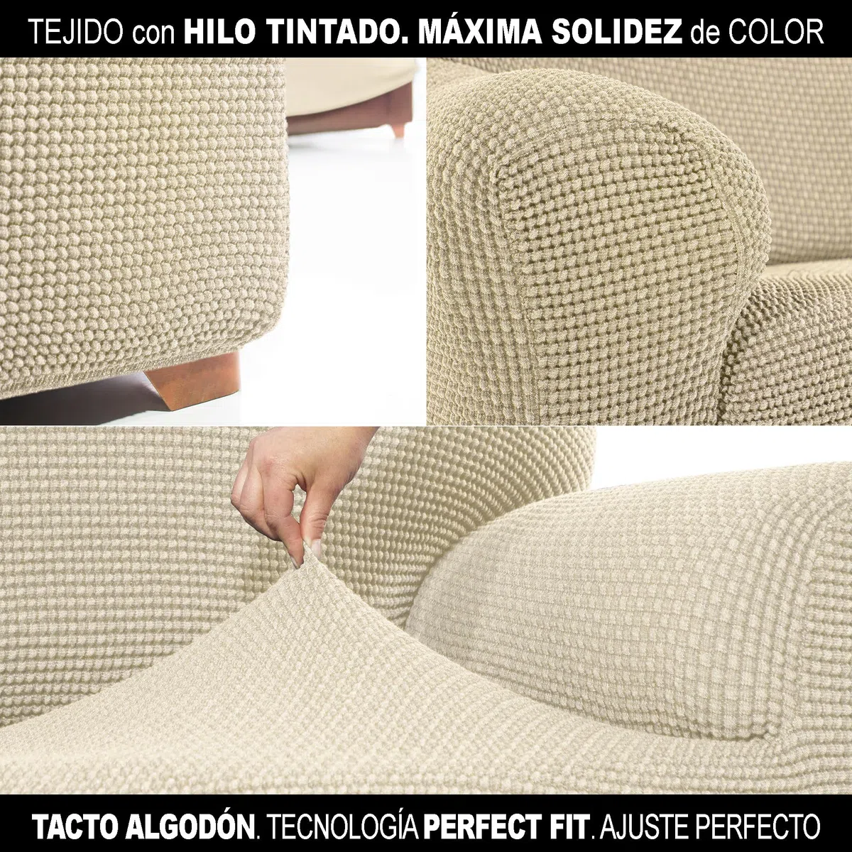 FAVERTI® Funda Super Elástica Silla de Comedor Sin Respaldo | Pack 2 Unidades | Modelo NOVELE | Beige | Protector de Calidad de Tejido Jacquard Tacto algodón