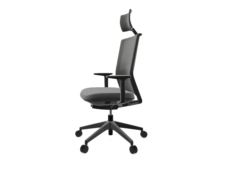 Silla ergonómica profesional Actiu Stay respaldo malla Space Gray, Silla escritorio Sistema Syncro auto, Sistema traslación horizontal Gris Negro