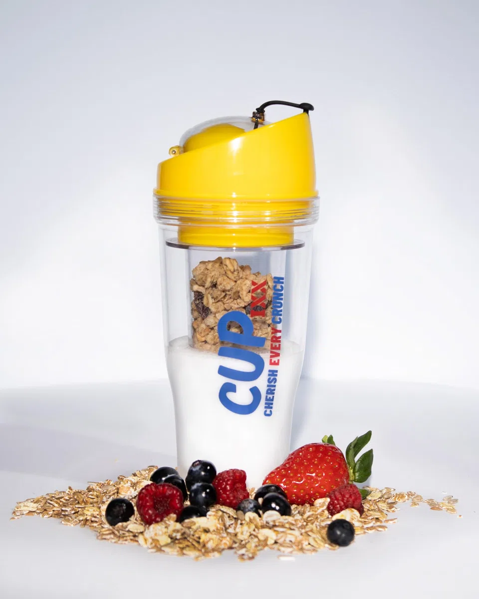 Generisch Cupixx - Vaso de cereales para llevar sin cuchara, color amarillo