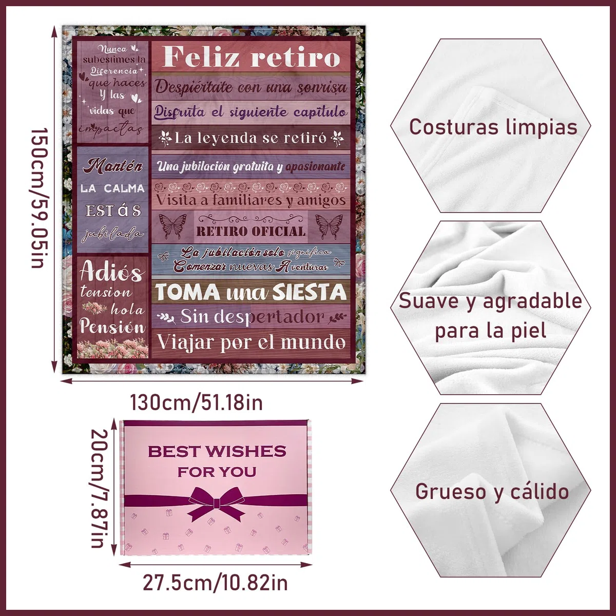 Regalo Jubilacion, Jubilacion Manta, Jubilacion Regalo para Hombre Mujer, Regalo Divertido Manta Franela Feliz Regalo de Jubilación 59 * 51 Pulgadas (Español)