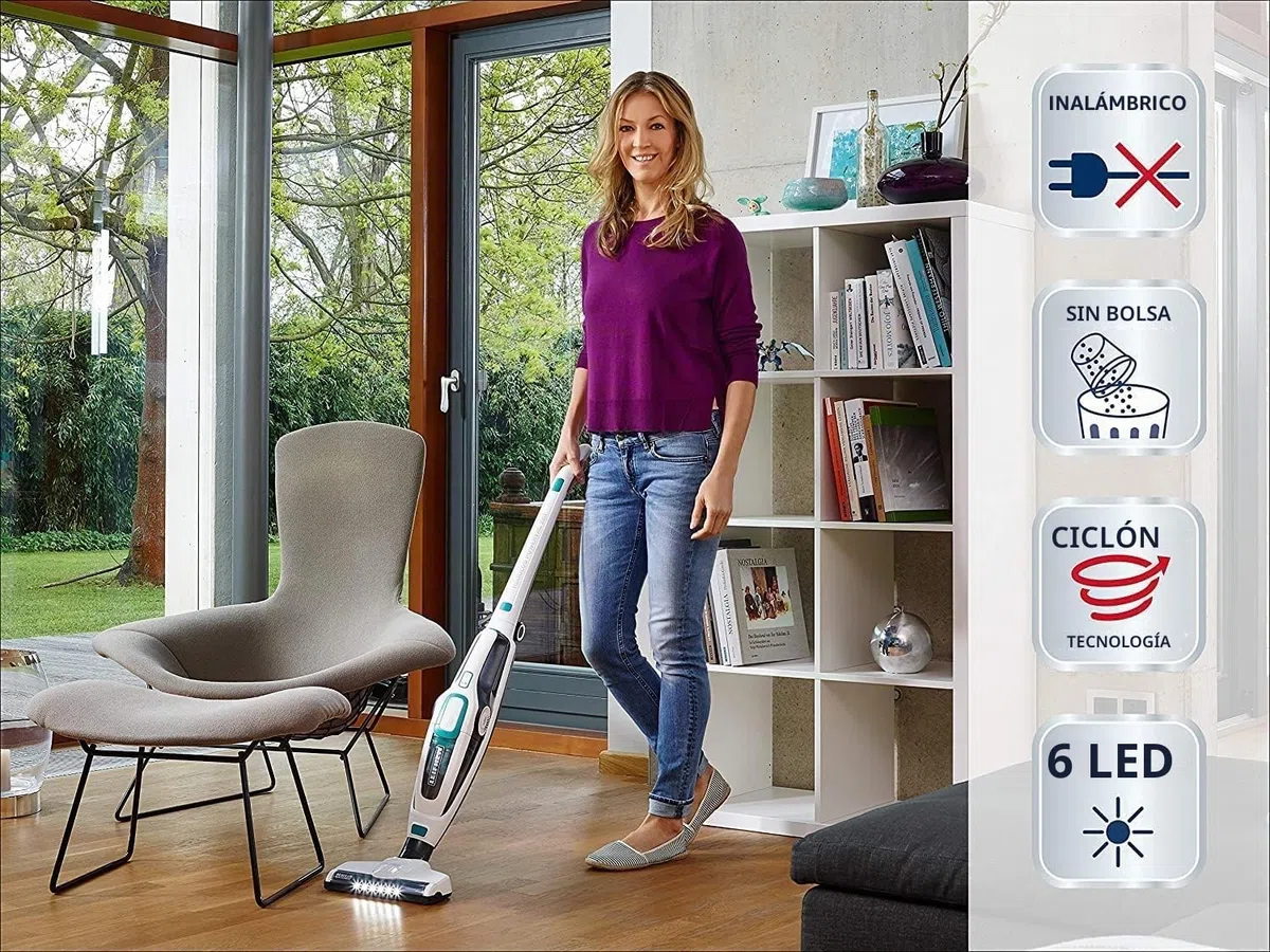 Leifheit Aspiradora sin cables Regulus PowerVac 2in1, aspirador sin bolsa, con batería y con aspiradora de mano incluida, 40 minutos de autonomía | Compatible con mopa Profi XL, ancho 42 cm, limpieza en seco y húmedo, micro duo, super soft y static plus l