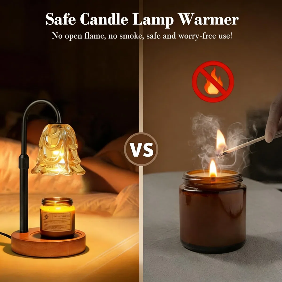Lámpara Calentadora de Velas con Temporizador y Atenuador, Lámpara Calienta Velas Altura Ajustable, Candle Warmer Lamp Eléctrico con 2 Bombillas para Hogar Decoración (B)