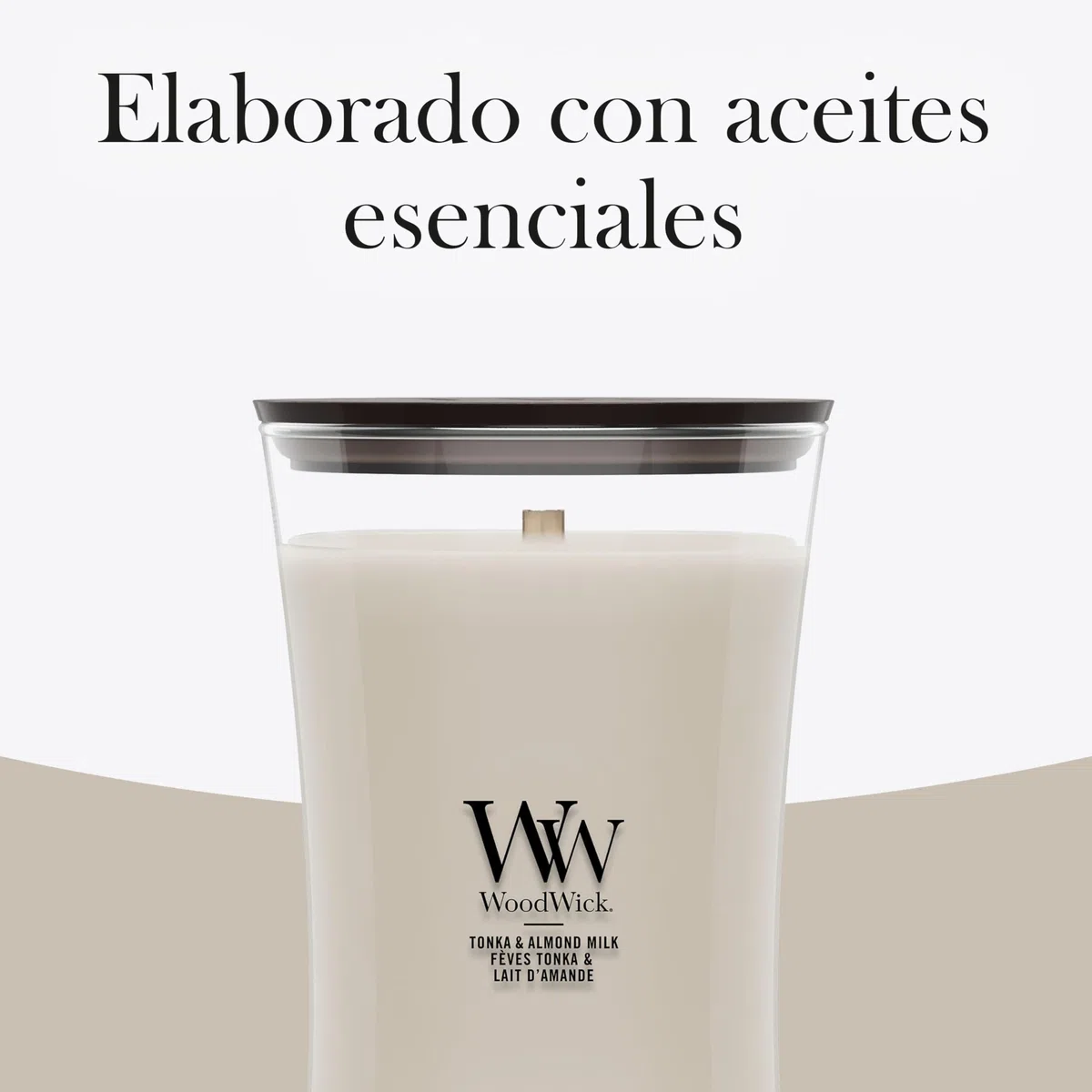 WoodWick | Vela grande | Tonka y leche de almendras | Gran regalo para mujeres