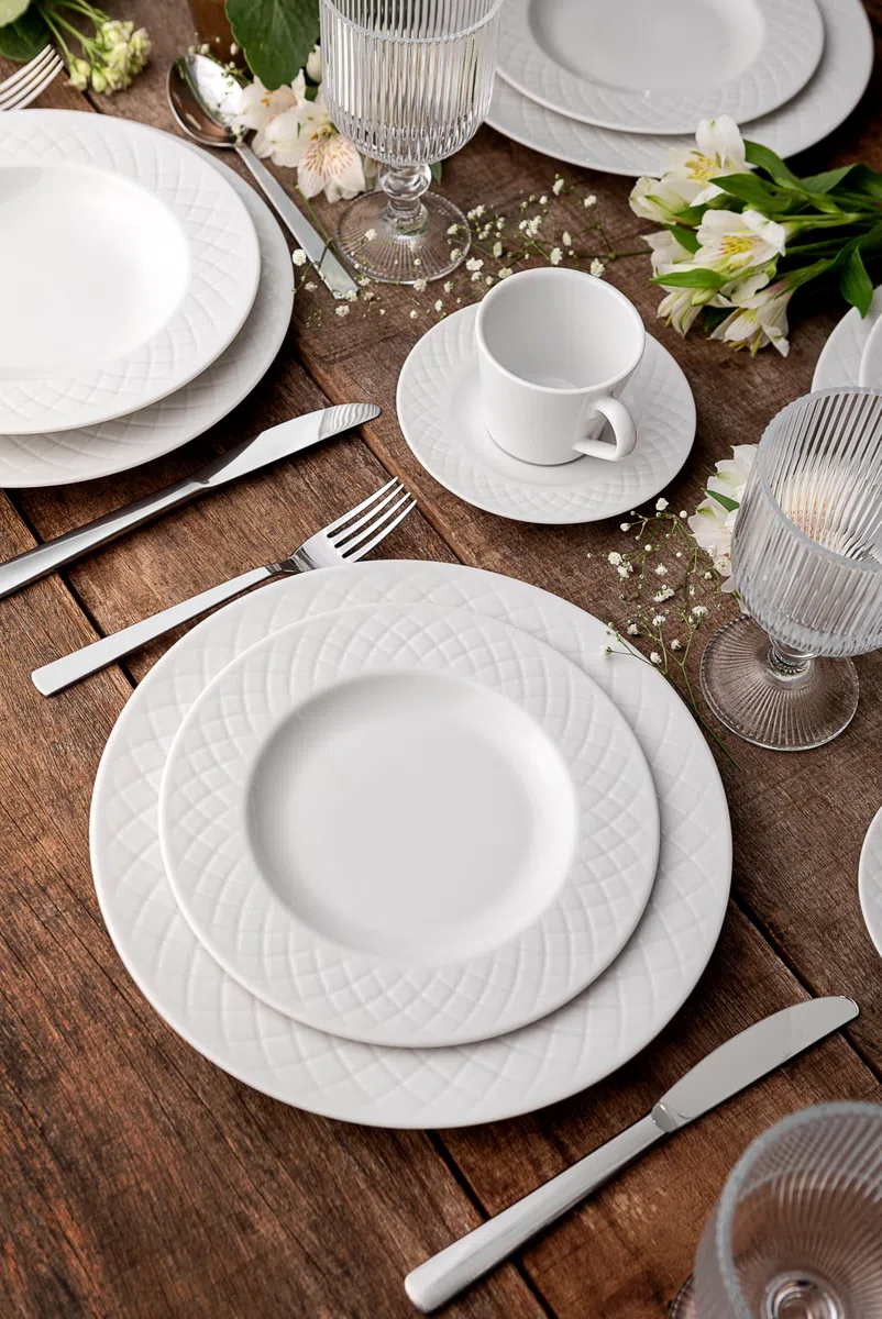 Tramontina Juego de Platos Hondo de Porcelana Blanca Ingrid 23 cm 6 piezas