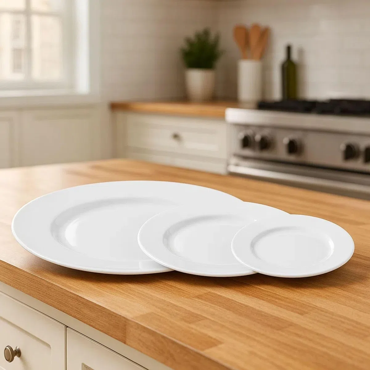 La Mediterránea Vajilla Completa 12 Piezas de Vidrio Templado, Incluye 4 Platos Llanos de (26.5 cm), 4 Platos Hondos de (20.5 cm) y 4 Platos de Postre de (19 cm), Colección Temara