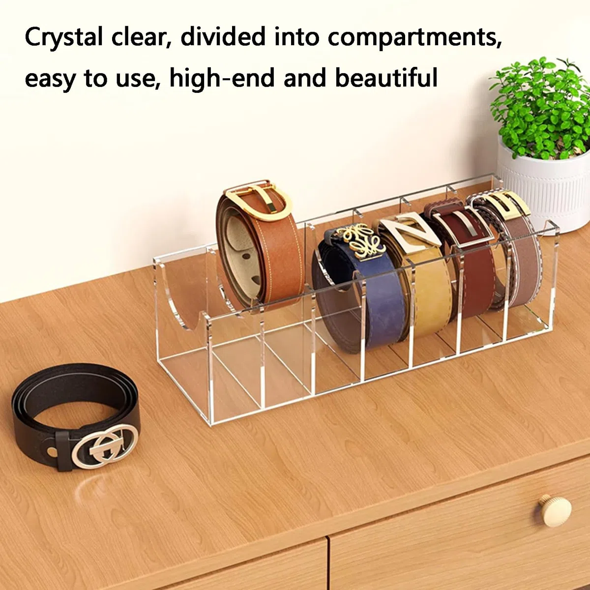 Organizador De Almacenamiento para Cinturón, Caja De Almacenamiento para Cinturón, Caja De Cinturón Transparente, con Compartimento, para Joyas, Relojes, Maquillaje, Cosméticos