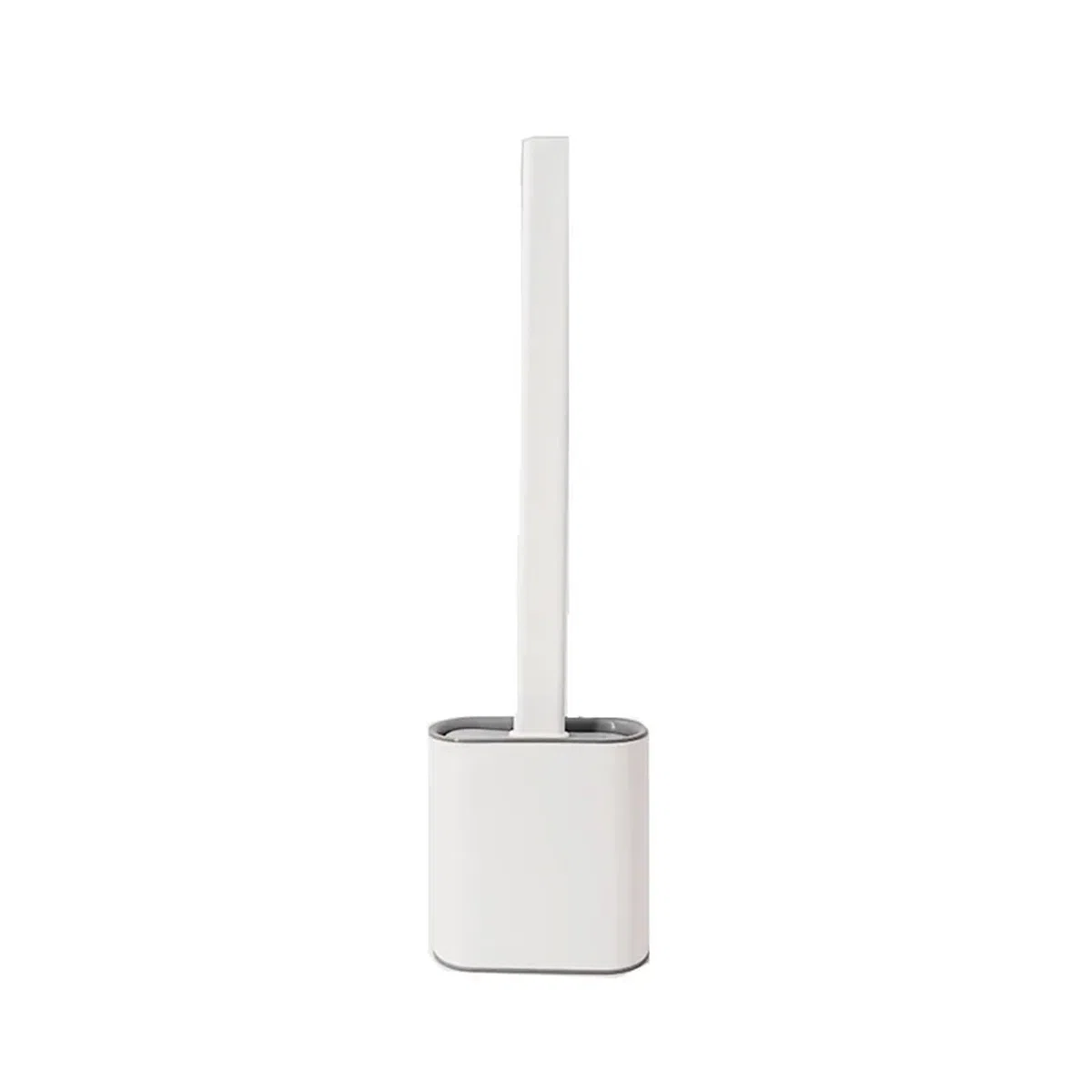 Cepillo de suelo de inodoro impermeable y a prueba de fugas, de silicona, plano, elástico, suave, con juego de soportes de secado rápido (blanco)
