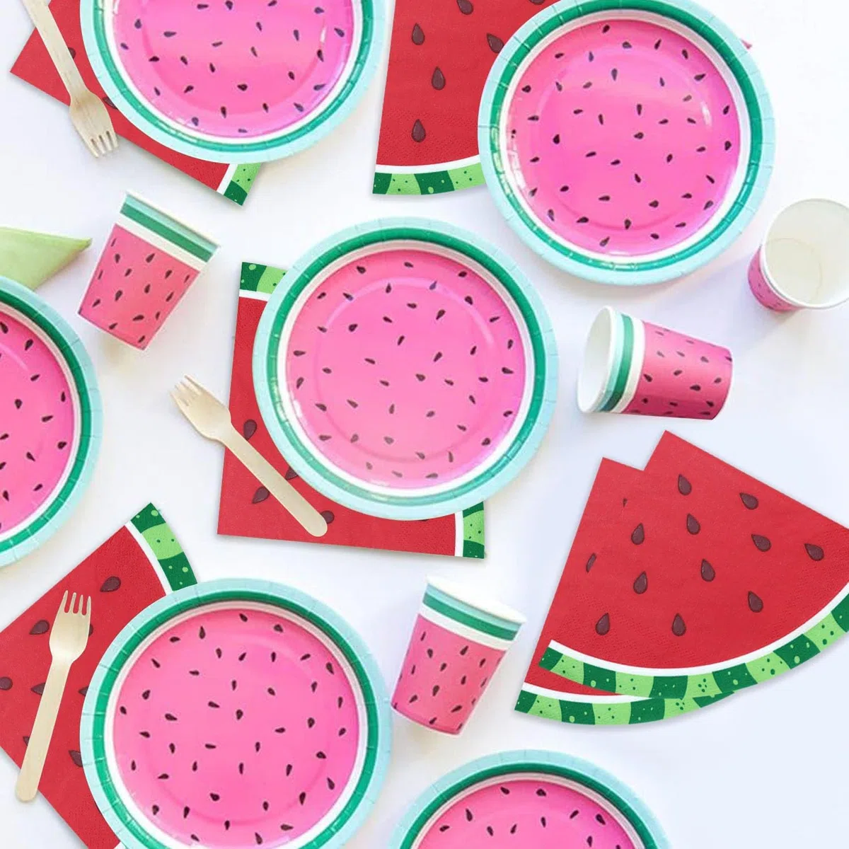100 servilletas de sandía, servilletas desechables de sandía, servilletas de picnic para niños, baby shower, verano, frutas tropicales, suministros de fiesta, 13 x 13 pulgadas
