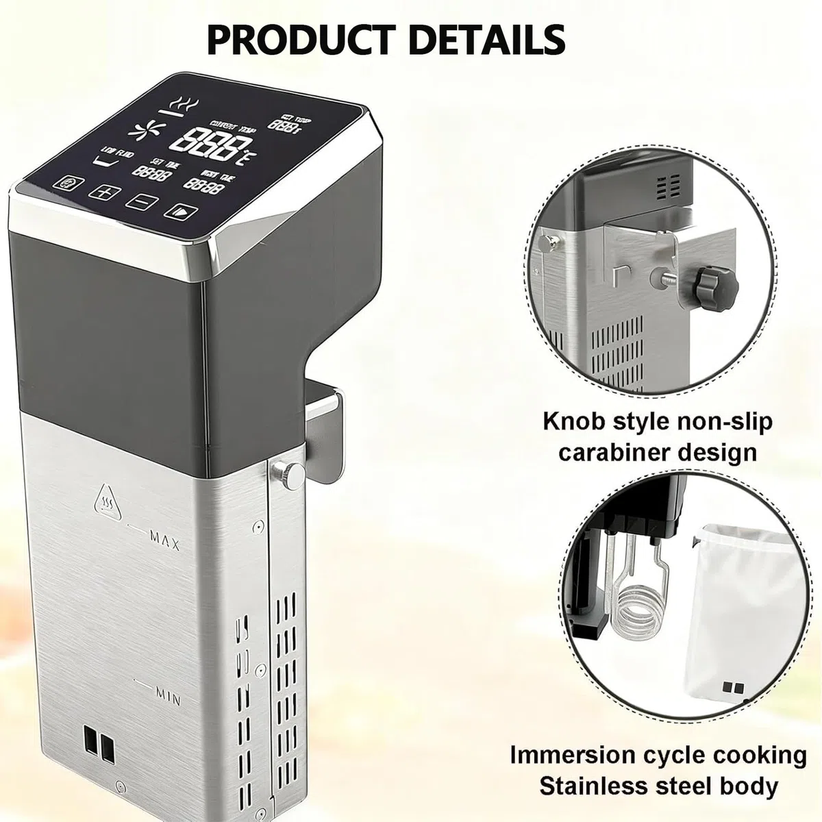 Sous Vide Cooker 1600W Commercial Sous Vide Machine Fast Heating Immersion Circulator with Timer & Accurate Temp Control, Stainless Steel, Ultra-Quiet, IPX8 Waterproof, Home Kitchen Use