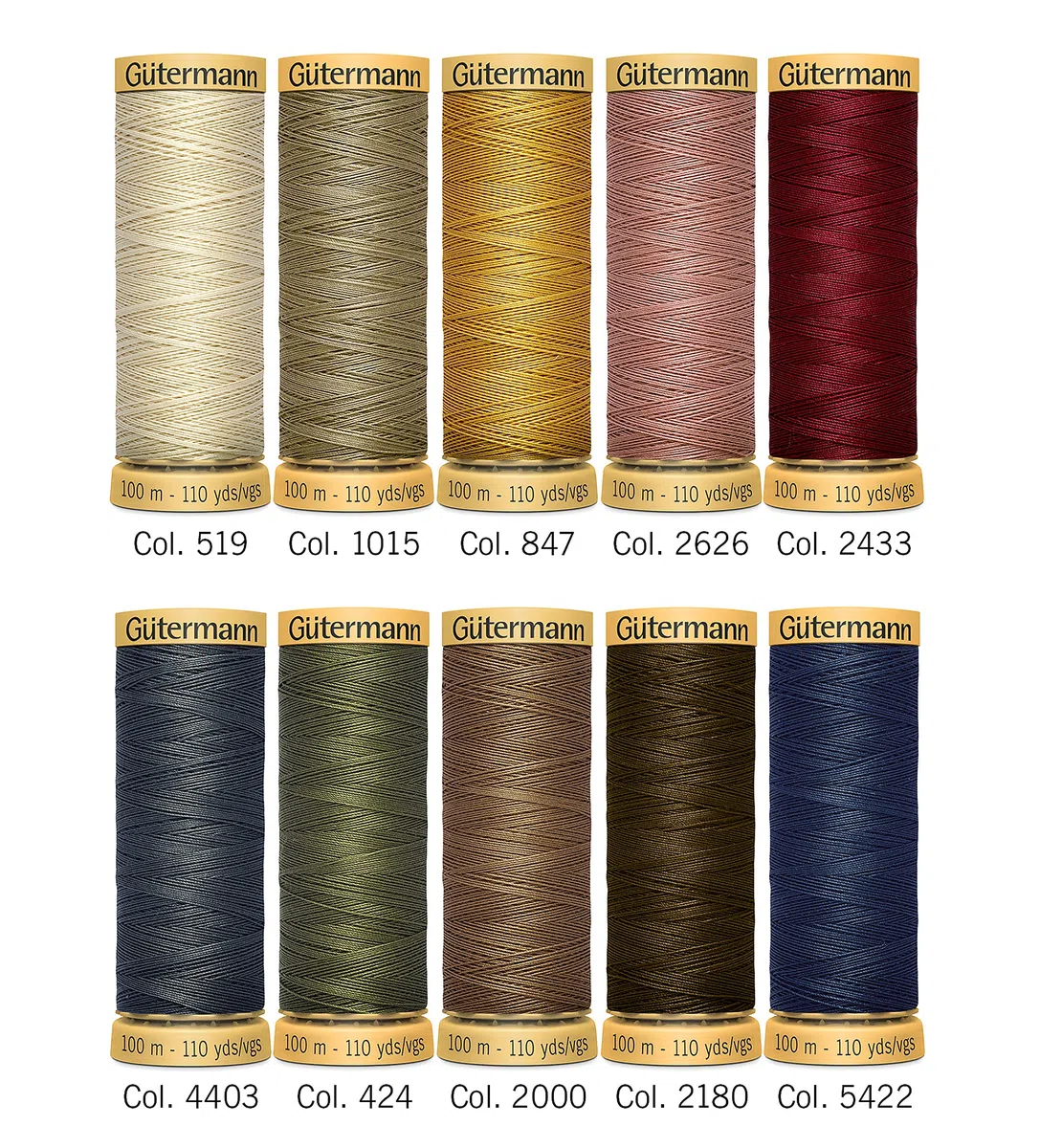Gütermann creativ Set hilo de coser con 10 bobinas de hilo de algodón 100 m en colores diferentes