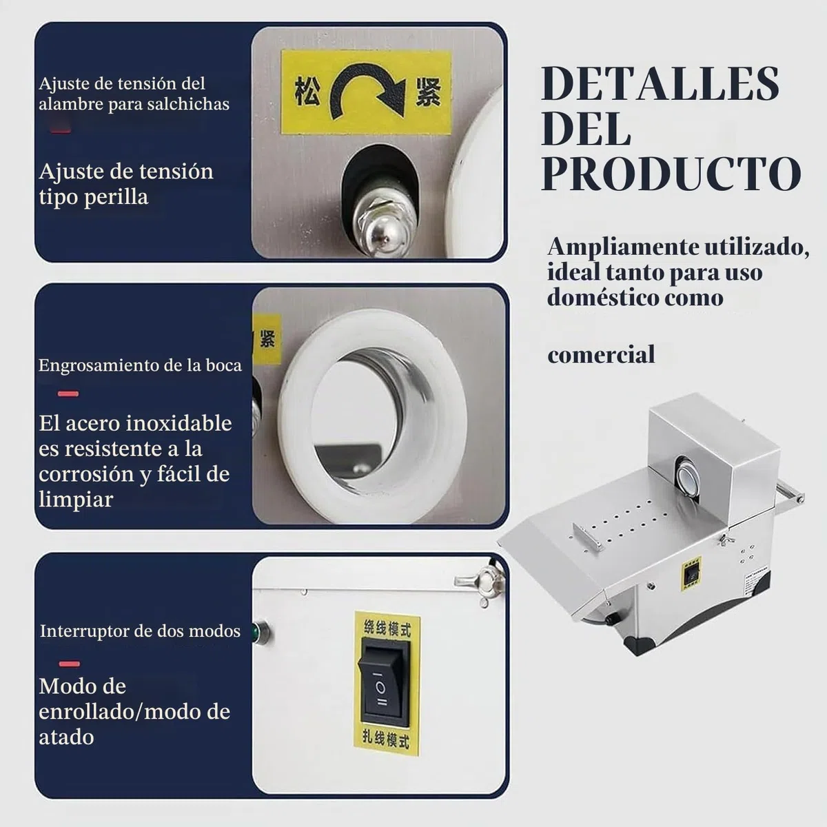 Atadora Eléctrica para Embutidos 200W - MáQuina EléCtrica Para Atar Salchichas, Automática con Pedal | Acero Inoxidable 304 Atadora De Salchichas | Todo Tipo Salchichas (0-50mm) | Comercial Hogar