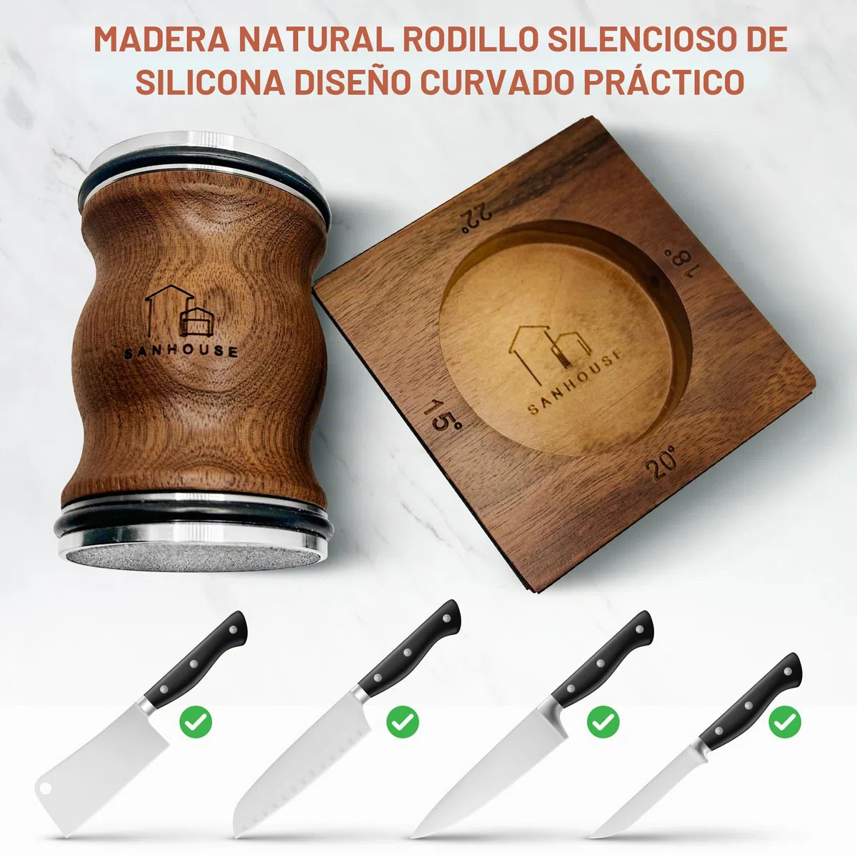 Afilador de cuchillos con ruedas, afilador magnético multiángulo, afilador de cuchillos profesional, afilador cuchillos de diamante y cerámica, ofrece un afilado de 15 a 22 grados (MARCA FRANCESA).