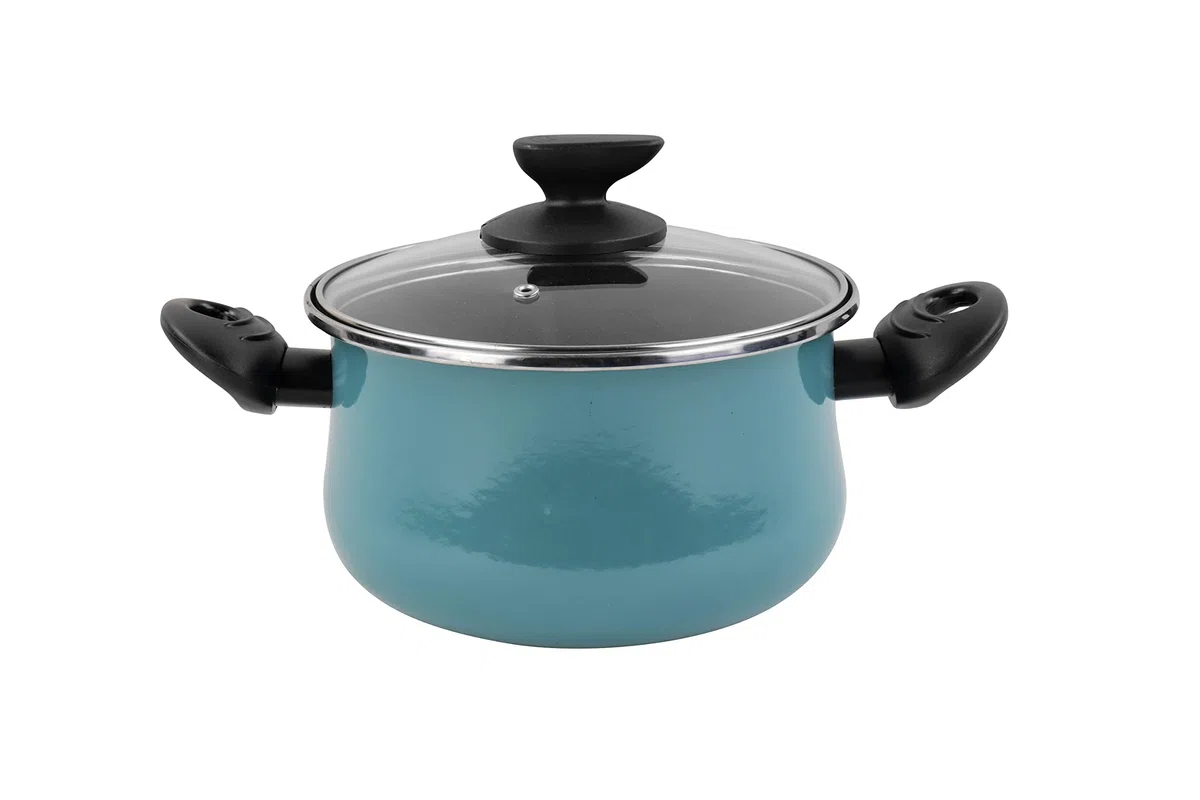 MAGEFESA Country Batería de acero esmaltado, Apta para todo tipo de cocinas, Incluida inducción, Verde Agua, 24 cm