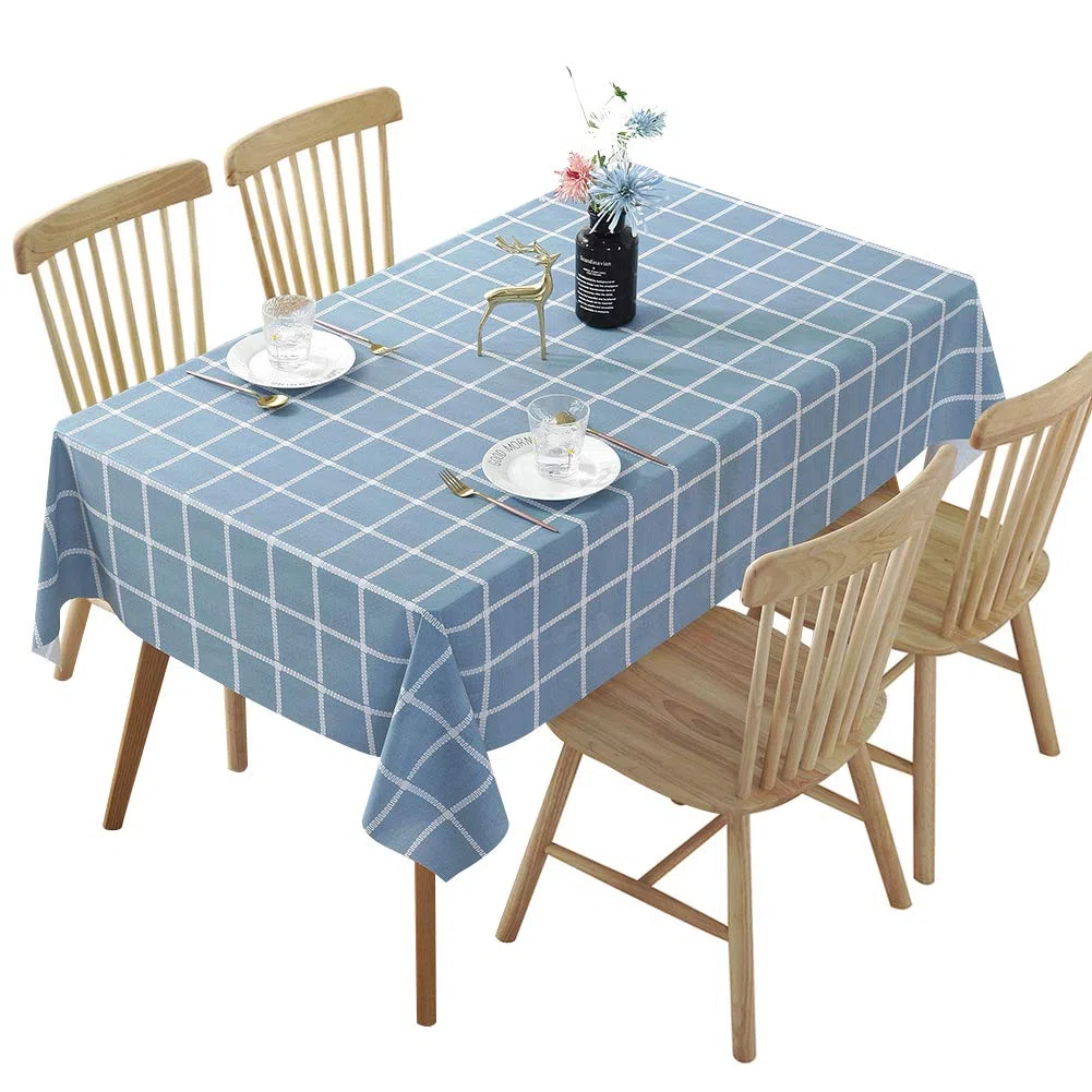 rismart Rústica Más Patrones Impermeable PVC Mantel de Hule Rectangular Prueba de Aceite Mesa Paño,Azul,120_x_160_cm