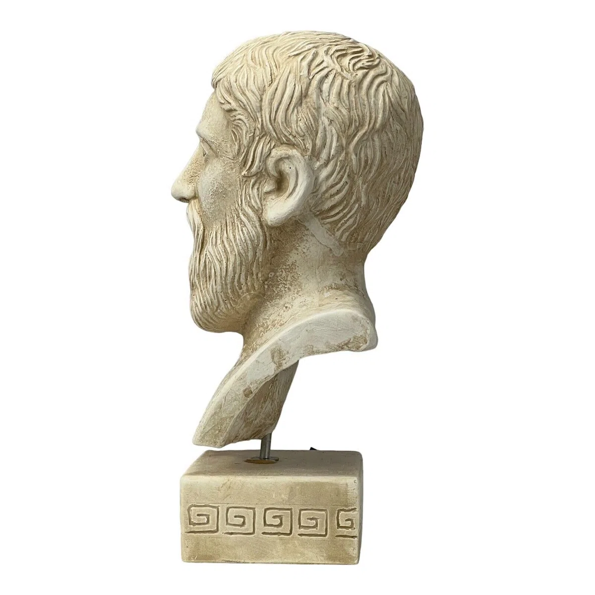 Escultura de cabeza de busto de filósofo ateniense griego de Platón, piedra fundida