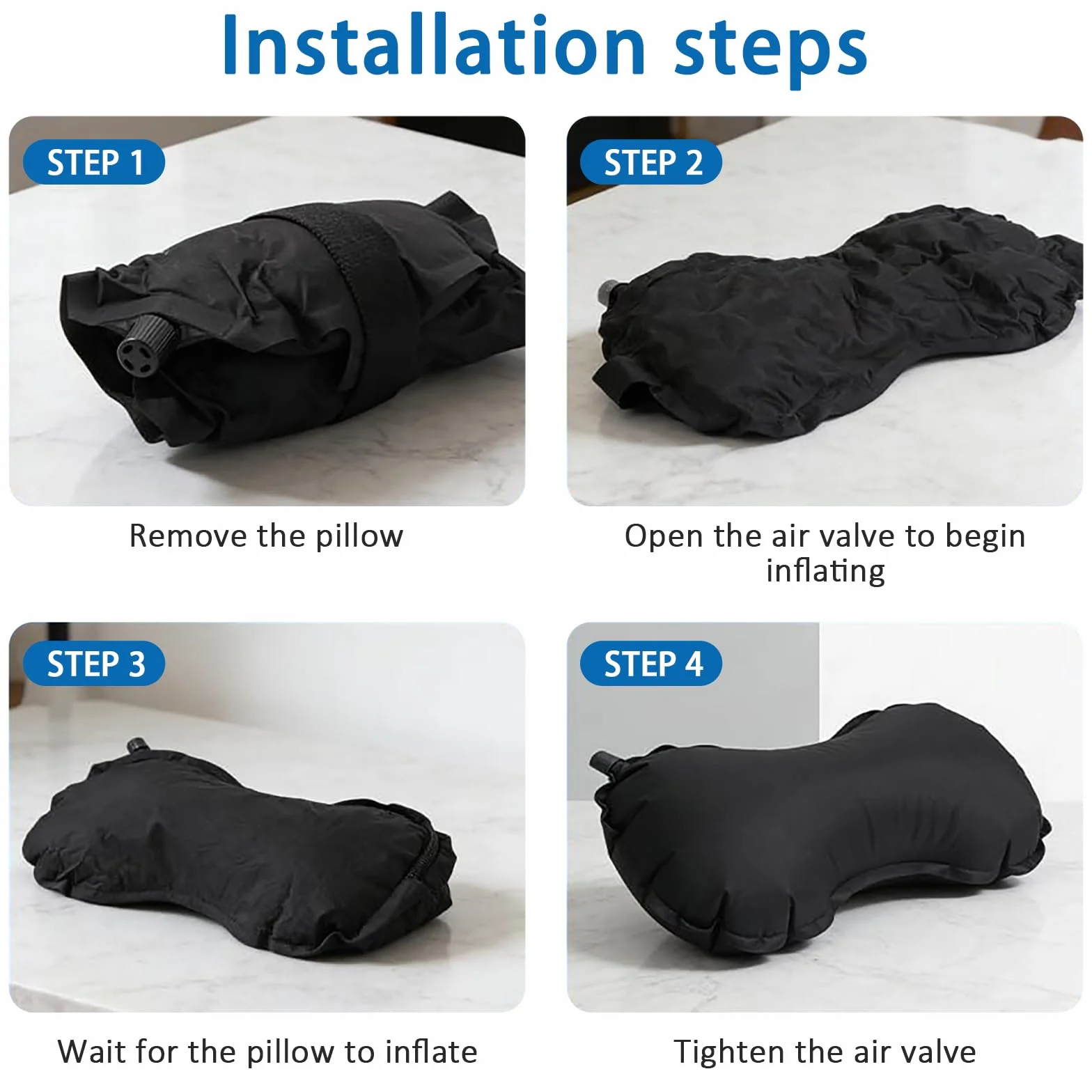 Bocguy Cojín Lumbar Inflable, Almohada Lumbar Inflable para Viajes En Avión, Almohada De Apoyo Lumbar para Silla De Oficina/Coche, Almohada Inflable De Viaje, Almohada De Apoyo para La Espalda