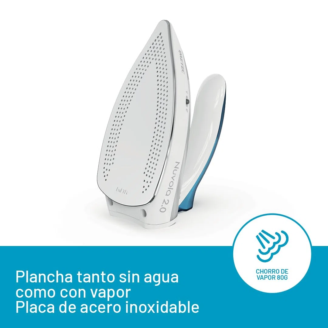 Imetec Nuvola 2.0 - Plancha de vapor de viaje - Suela de acero inoxidable - 1000 vatios - Compacta y ligera - Mango plegable - Maletín de viaje - Doble voltaje - Carrera de vapor 80 g
