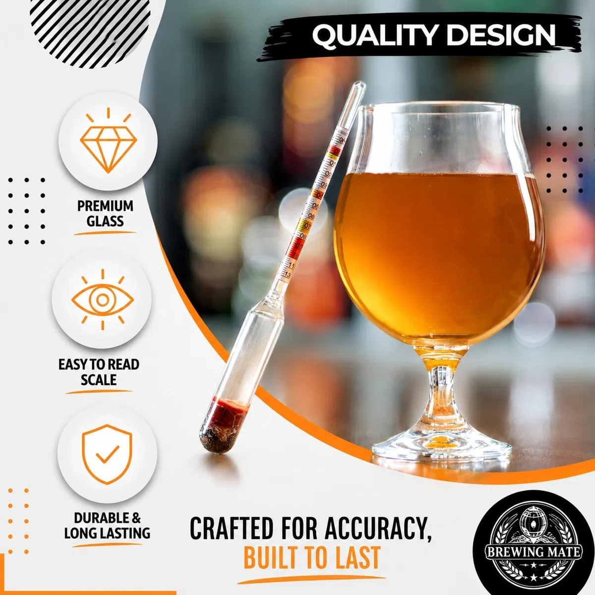 Hidrómetro casero con tarro de muestreo de 100 ml, equipo esencial de preparación casera para hacer cerveza, hacer vino y hacer sidra
