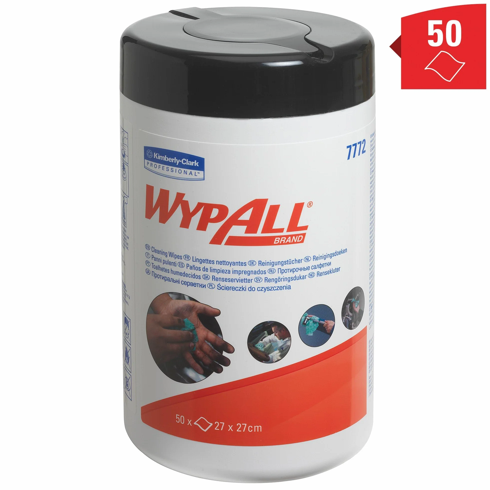 WypAll Recarga de Paños de Limpieza Impregnados 7772, 1 Capa, Paños Industriales Multiusos, 6 Paquetes x 50 Paños (300 total)