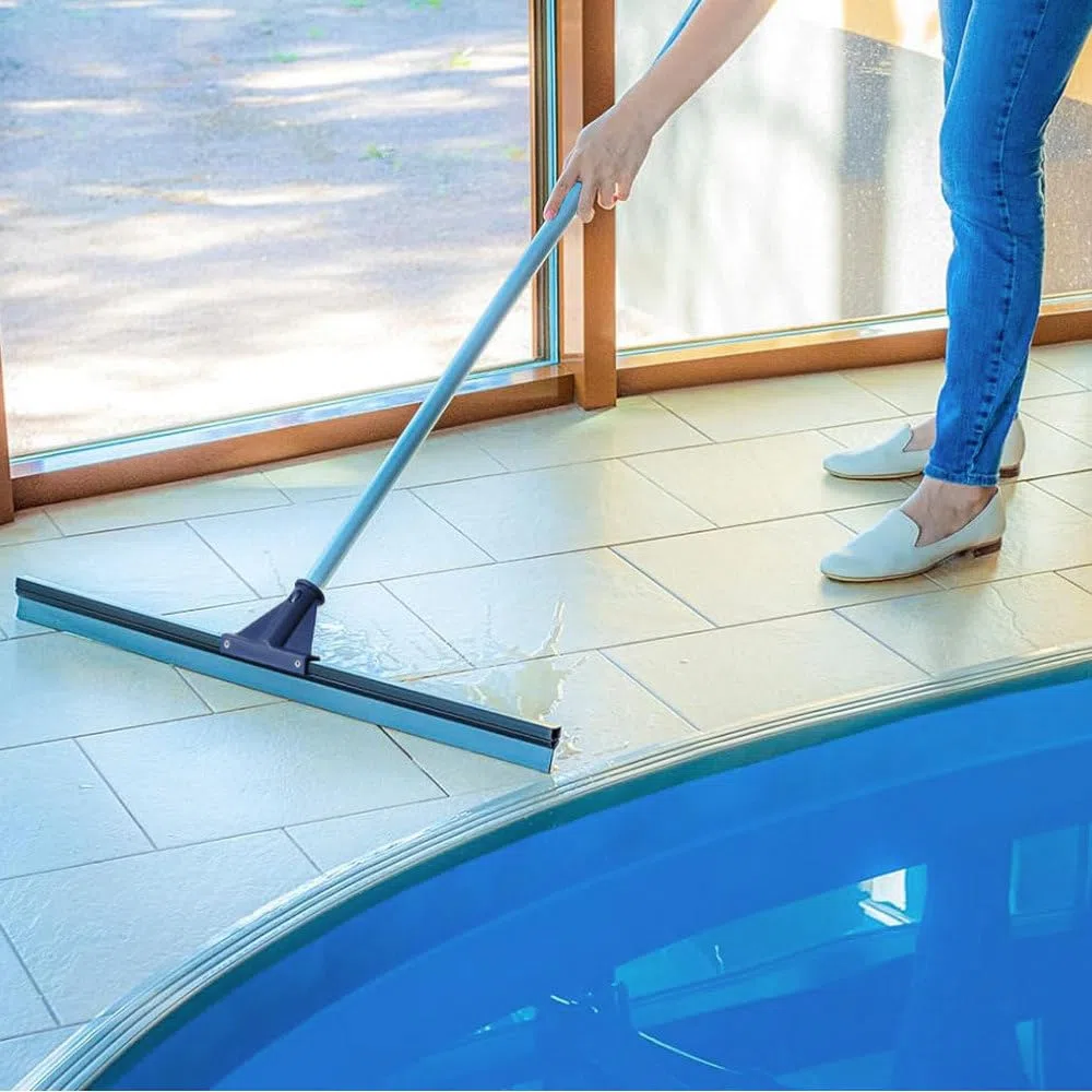 DSV - Rasqueta limpiacristales para suelos (75 cm, mango de acero de 51 cm, ideal para lavar y secar el vidrio de la ducha, garaje, parabrisas/ventana