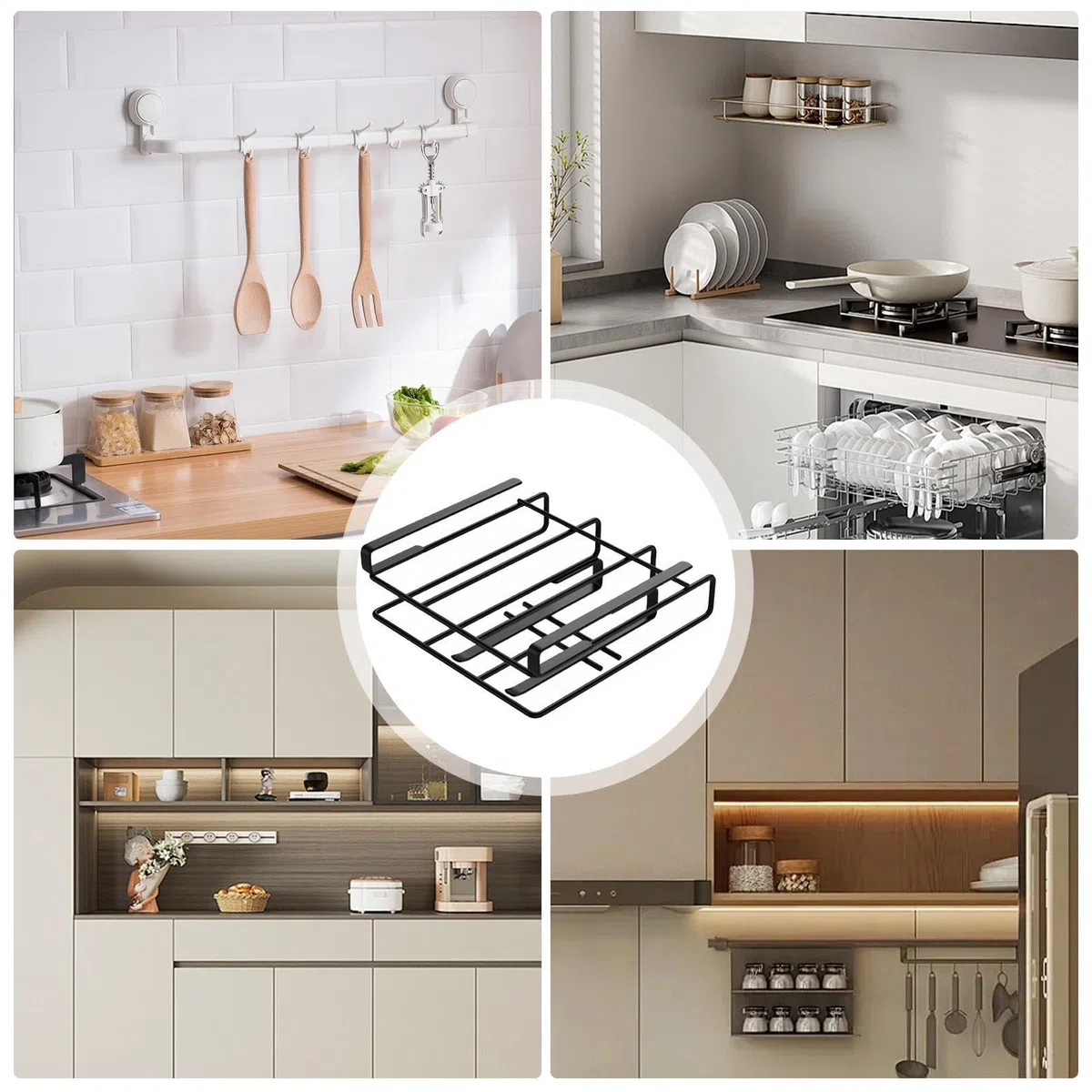 Organizador de tabla de cortar para armario, estante colgante para bandeja de servir, estante de cocina de acero inoxidable para organizar toallas, tablas de cortar, sartenes para hornear