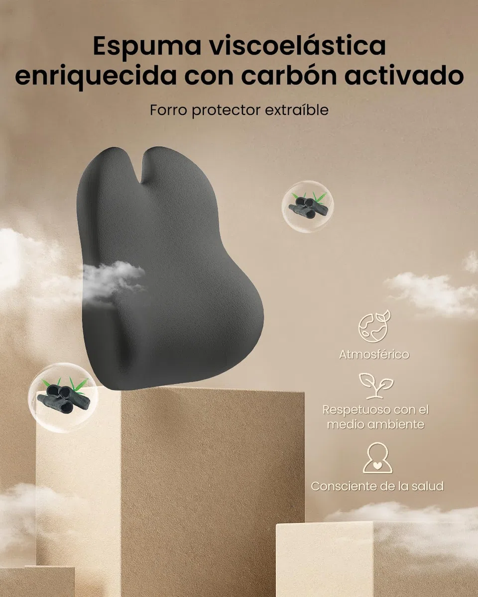 ProtoArc Almohada de Apoyo Lumbar para Silla de Oficina, Almohada de Espuma viscoelástica para la Espalda Baja, cojín Lumbar para Silla de Escritorio, Respaldo ergonómico para Silla - Negro