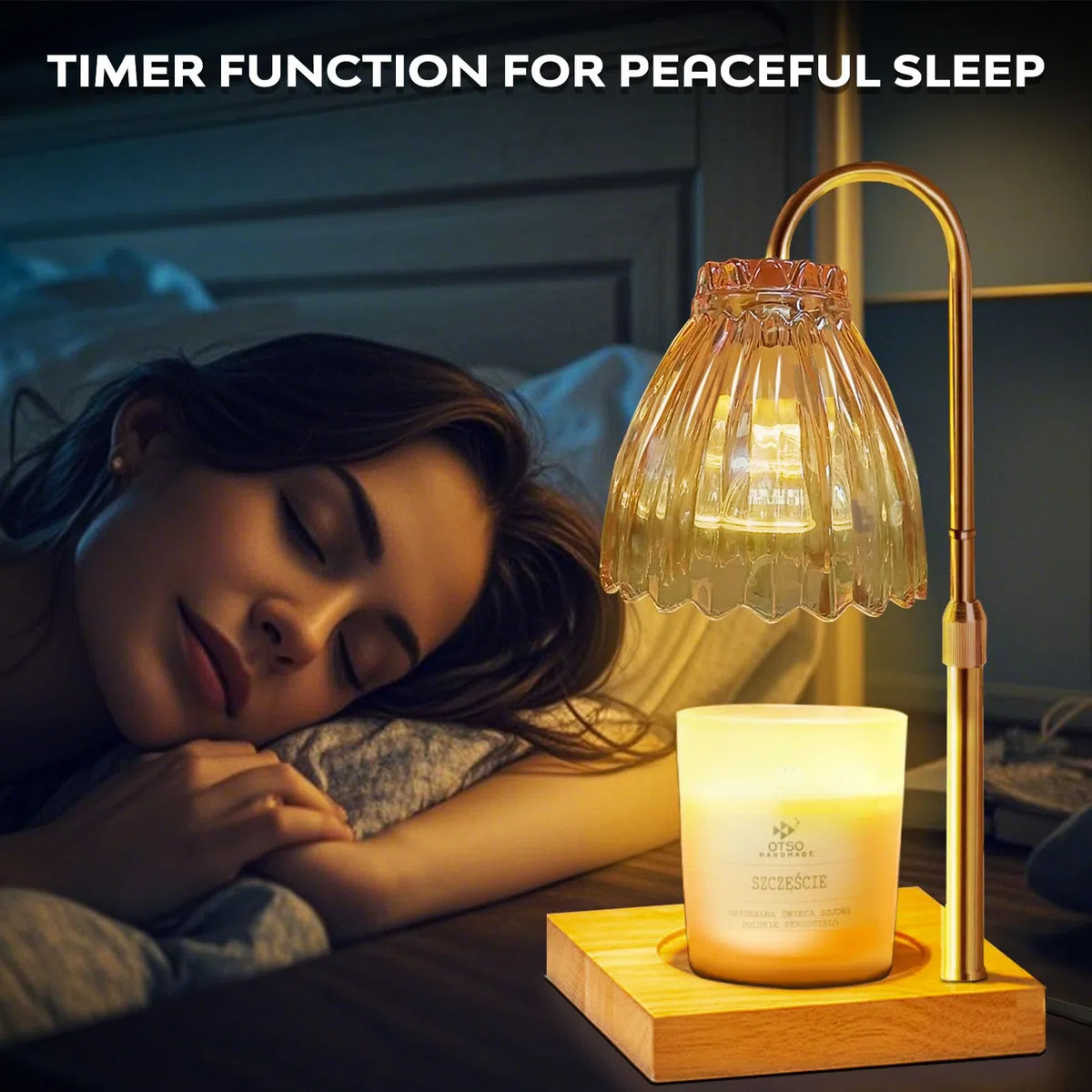 Lámpara calentadora de velas con temporizador de atenuación, altura ajustable, lámpara de calentador para vela perfumada con 2 bombillas de 35 W, regalos del día de San Valentín, regalo de