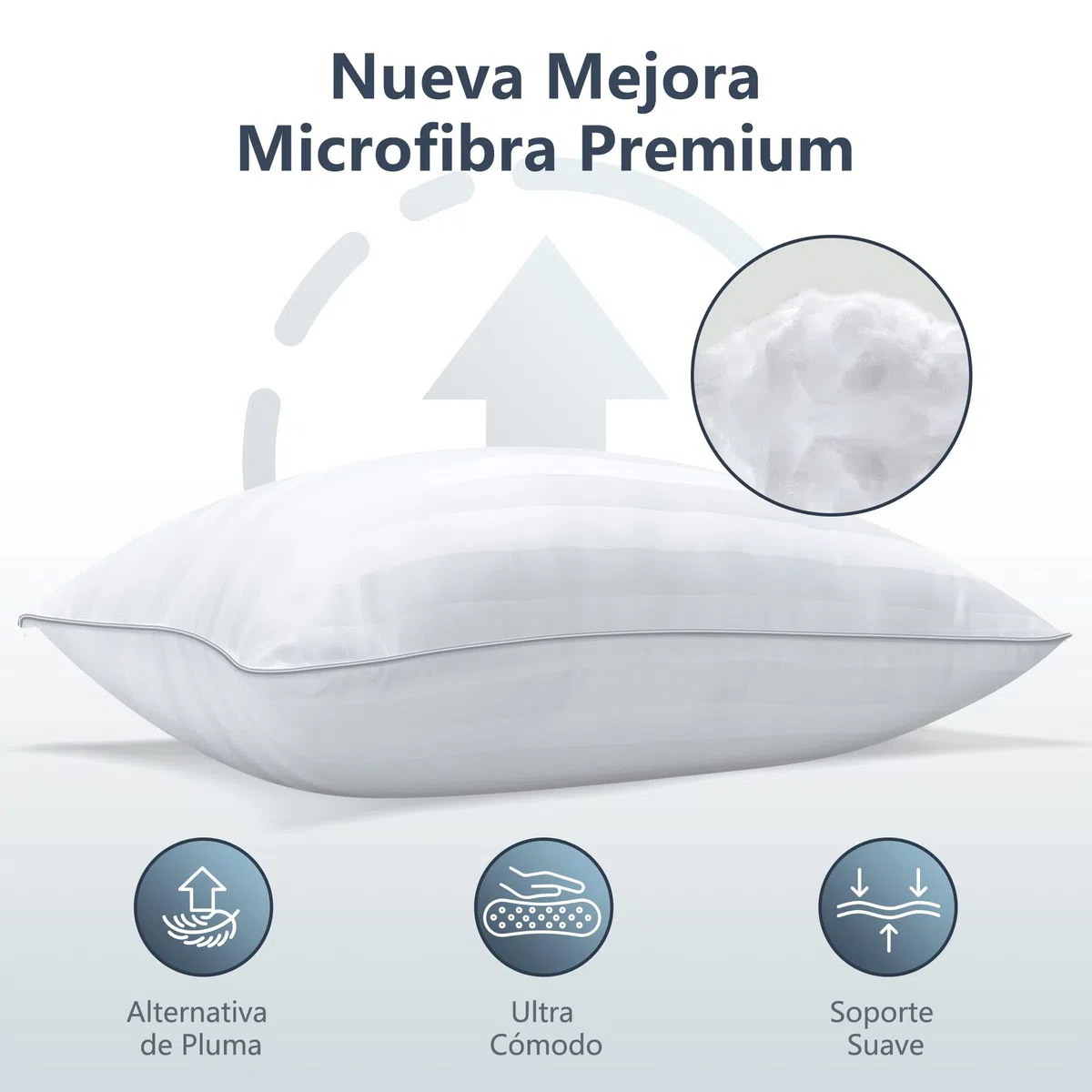 TESQ Almohadas 50x70 cm Pack de 2 – Almohada Suaves y Cómodas de Lujo de Hotel, Transpirables e Hipoalergénicas, Ideales para Dormir de Lado, Boca Arriba o Boca Abajo, Fáciles de Lavar