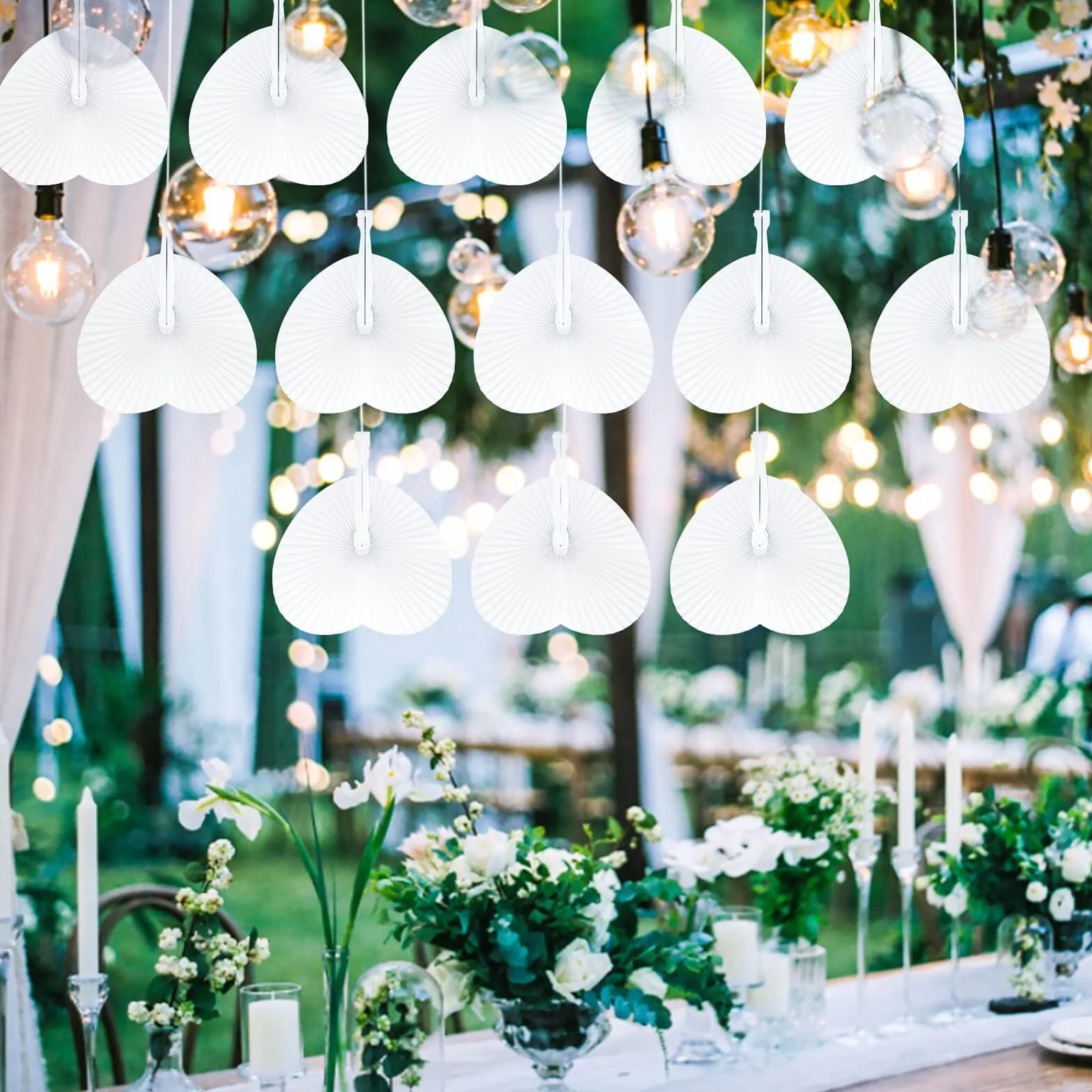 60 Abanicos Personalizados Blanco Boda Invitados Mano Regalos Decoración Fiestas Papel