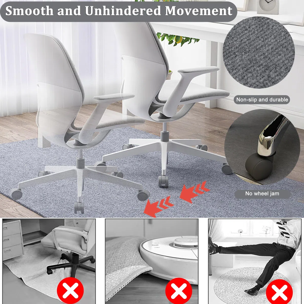 Alfombrilla para silla de oficina para suelos de madera dura, protector de escritorio antideslizante para juegos, grande, 160 x 180 cm, para suelos laminados y parquet, protector de alfombra para