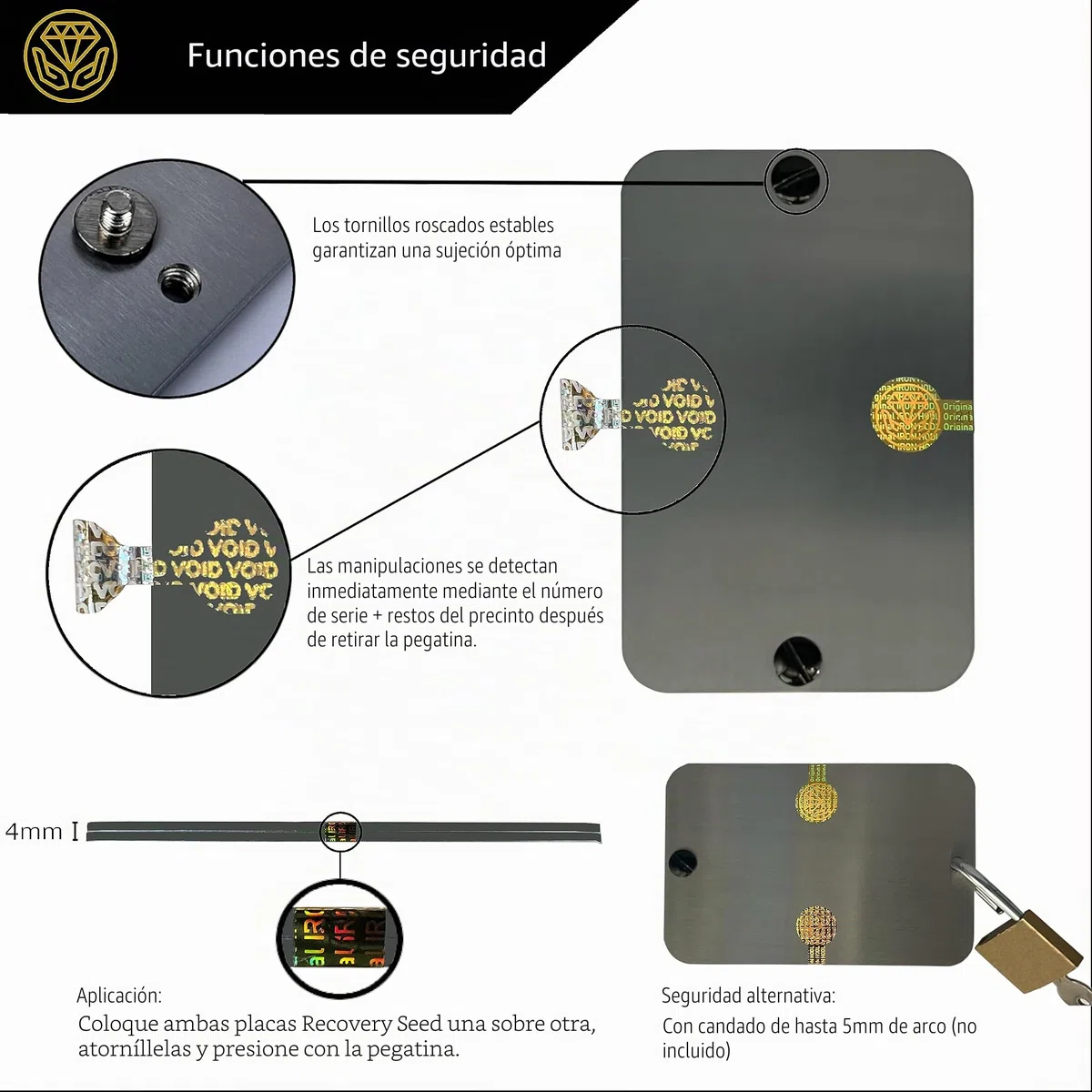 Billetera de acero + lápiz de grabado negro + placa de prueba, tornillos, pegatinas, caja – (2 x 24 + 1) Recovery Seed Frase Placa Metálica Crypto Wallet Bitcoin Wallet Crypto Cold Wallet