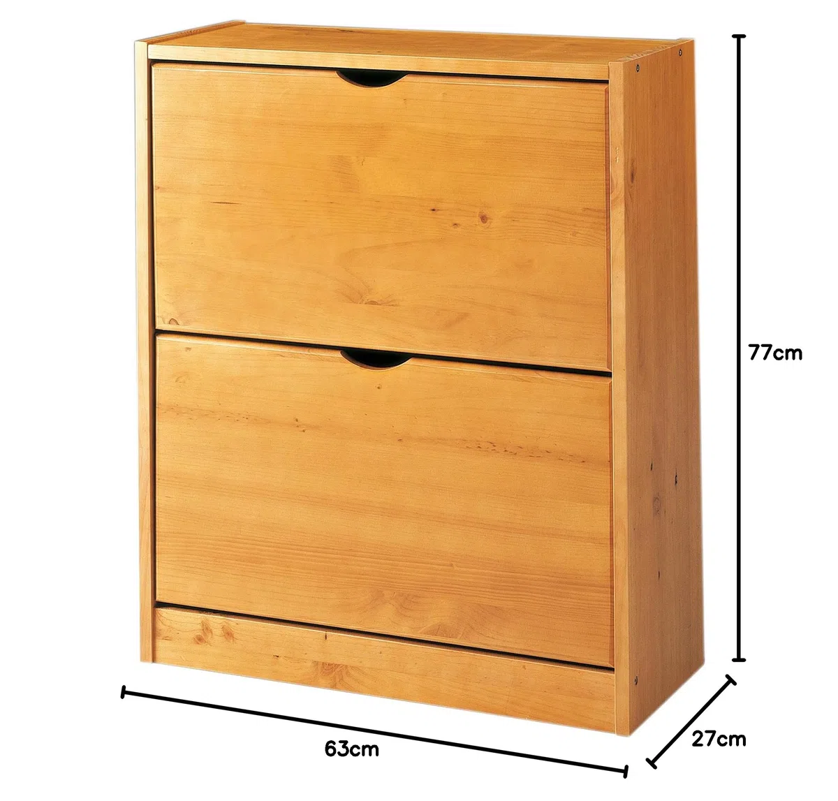Moblit Zapatero de Dos Trampones Realizado en Madera de Pino Macizo Color Miel Serie Canet Medidas (77x63x27) cm (AltoxAnchoXFondo), Robusto y Duradero