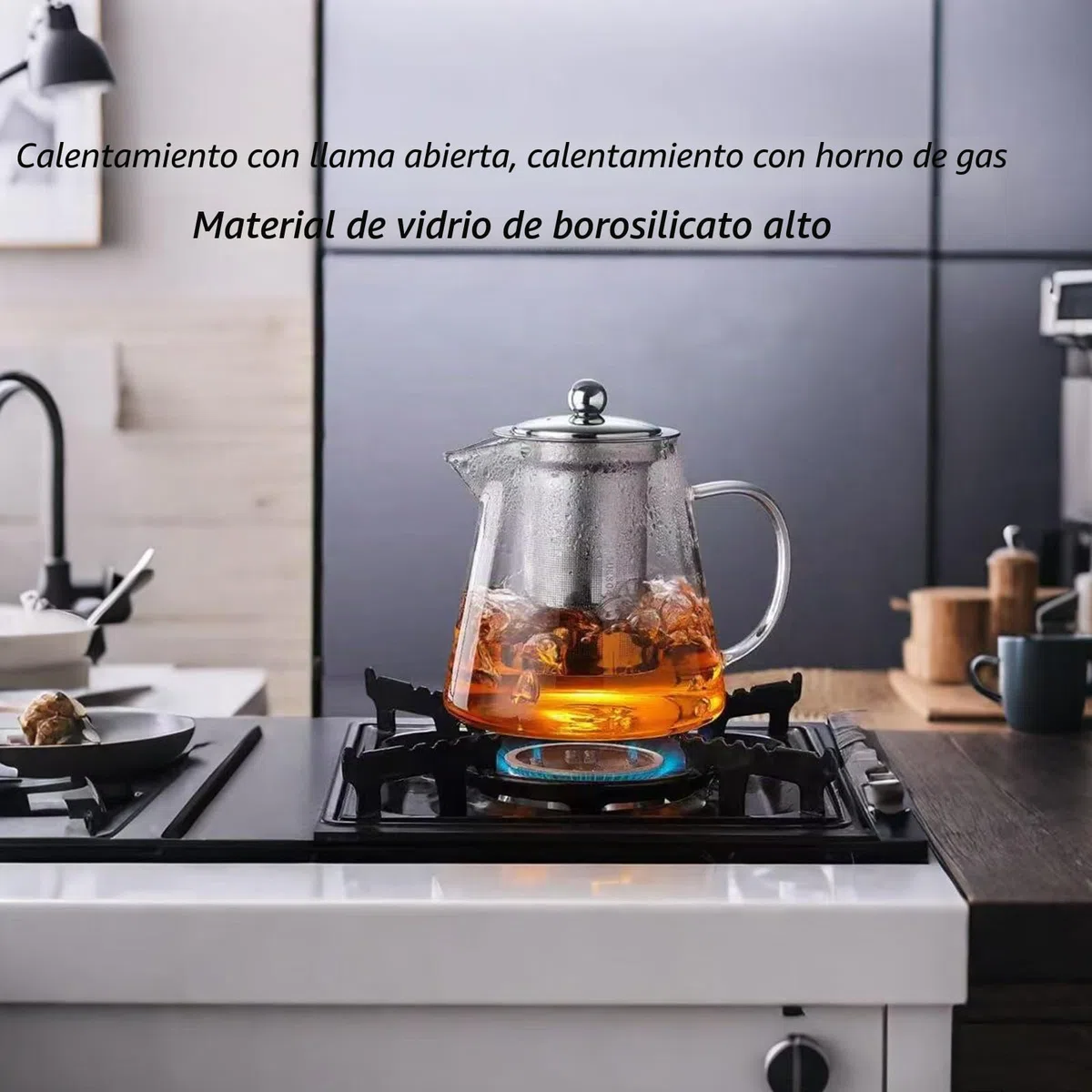 [Estilo De Actualización] Tetera De Cristal con Colador, Té de Vidrio De Borosilicato con Colador, Transparente Para Té Suelto, Apta Para Iavavajillas 550 ml