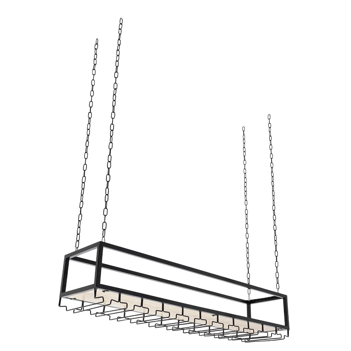 Estante colgante negro para copas de vino, soporte de techo con soporte de cristal, soporte ajustable para botellas de vino industrial, para enfriadores de vino privados, cocinas, hoteles,