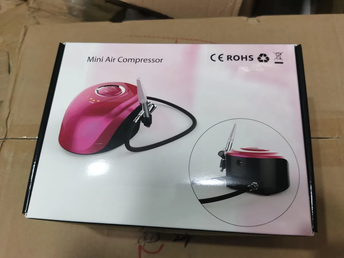 CYBERNOVA Mini Conjunto de compresor de aerógrafo Kit de aerógrafo de Pistola de pulverización de Doble acción para Maquillaje, decoración de Pasteles, Manualidades, Pintura de uñas, Arte (Rojo)