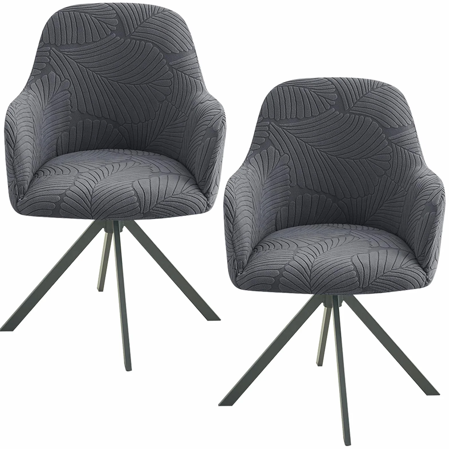 GOMETY Juego de 2 fundas elásticas para silla con reposabrazos, extraíbles, lavables, universales, de jacquard, para sillas de comedor, sillas de cocina, sillas de oficina, bodas, restaurantes