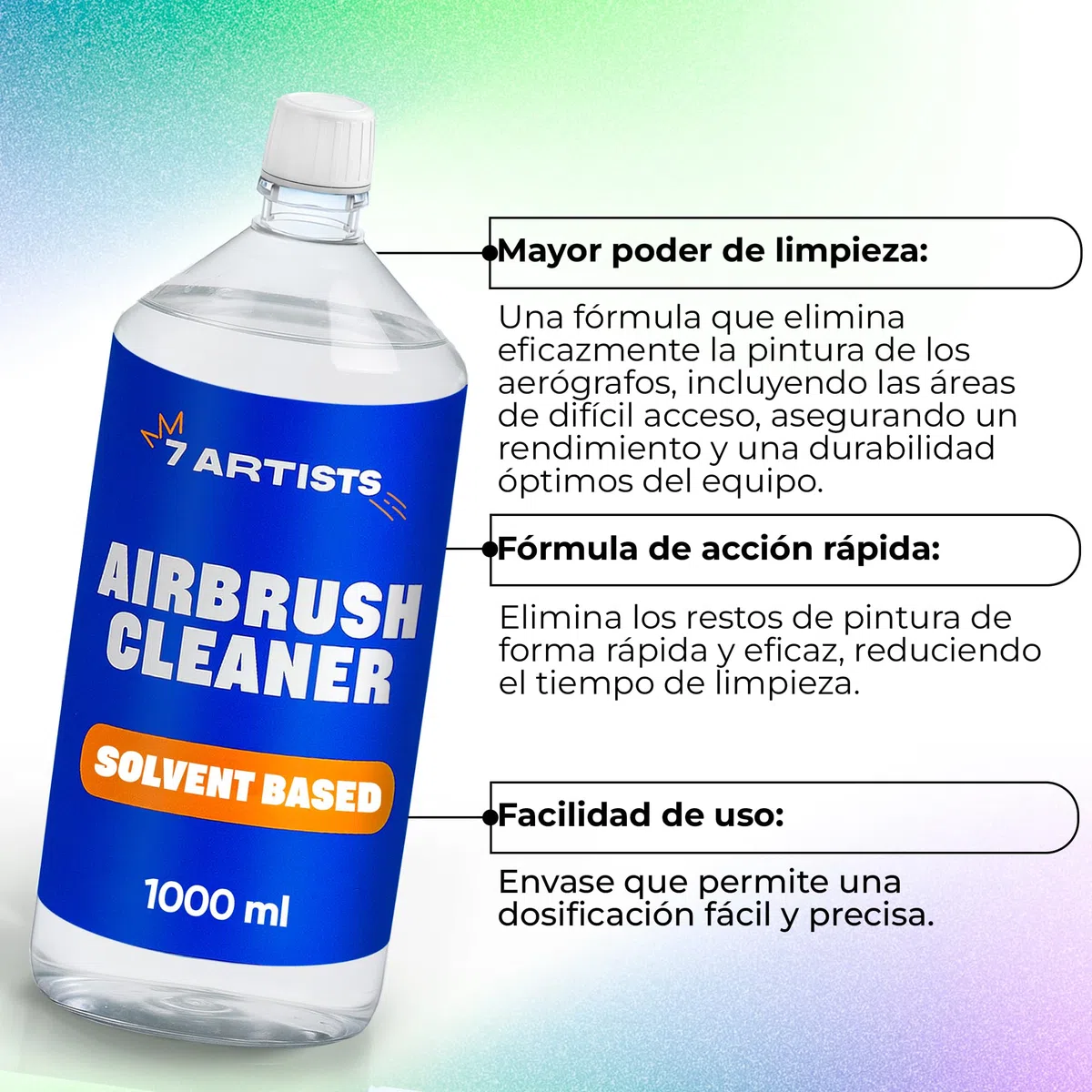 Limpiador Aerografo Profesional 1000 ml – Airbrush Cleaner para Limpieza Pistola Aerografo Modelismo | Elimina Residuos Pintura Acrilico Secos y Frescos