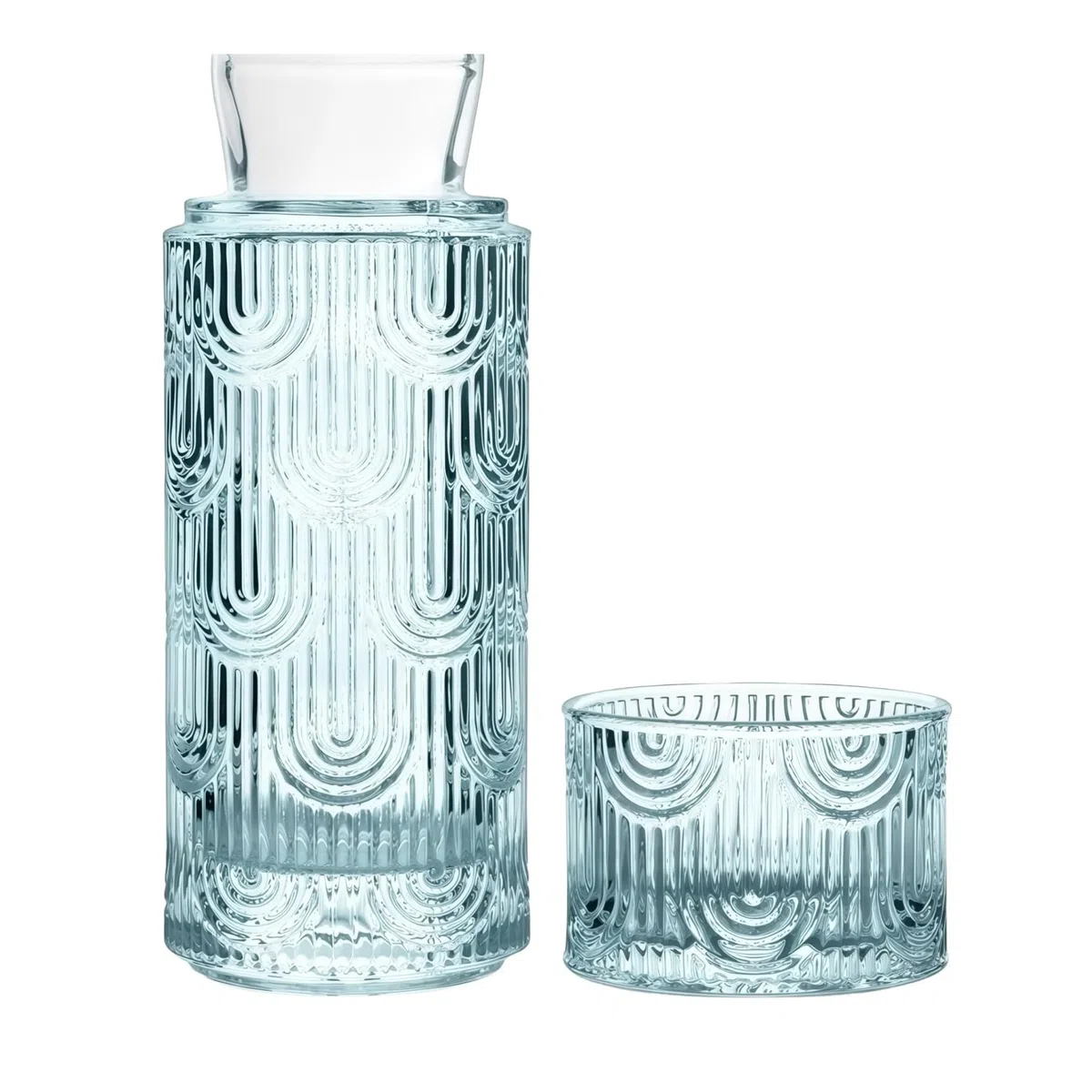Juego de Jarra de Agua y Vidrio Para Mesita de Noche, Jarra de Vidrio de 630 Ml Con Taza, Para Dormitorio de Invitados, Baño, Sala de Estar (Azul claro)