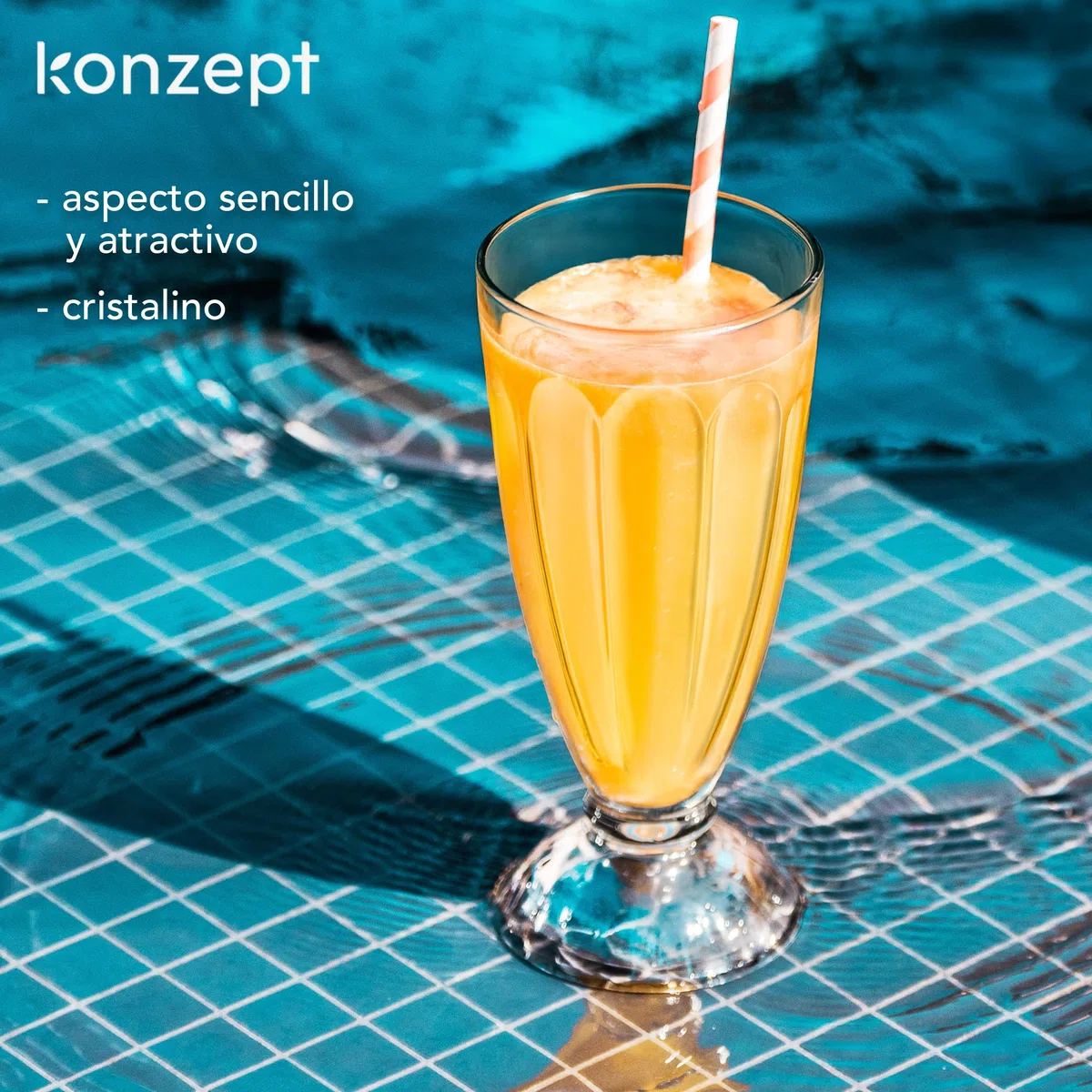 KONZEPT Copas para helado 300 ml – Set de 12 copas de postre de vidrio con pie, ideales para batidos, yogur, frutas y postres fríos