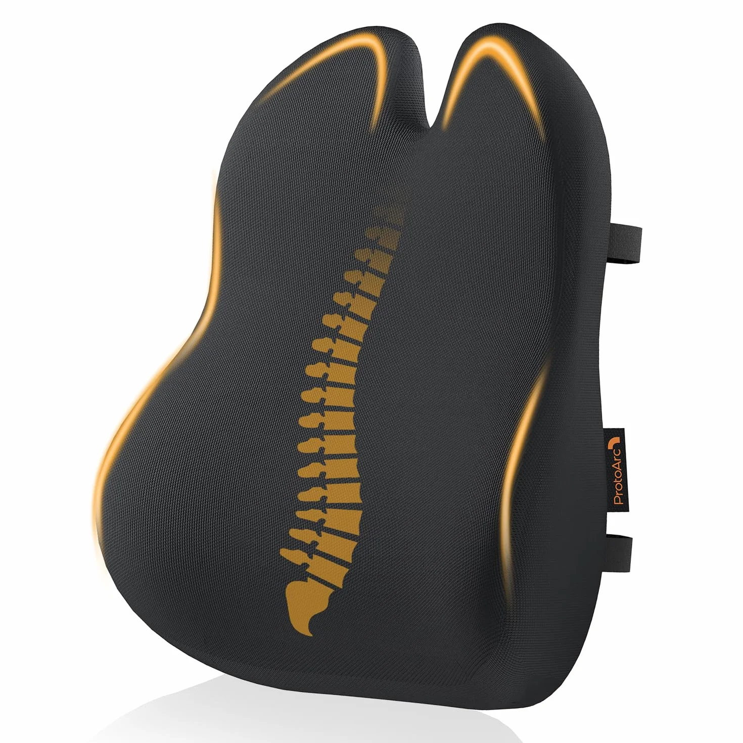 ProtoArc Almohada de Apoyo Lumbar para Silla de Oficina, Almohada de Espuma viscoelástica para la Espalda Baja, cojín Lumbar para Silla de Escritorio, Respaldo ergonómico para Silla - Negro