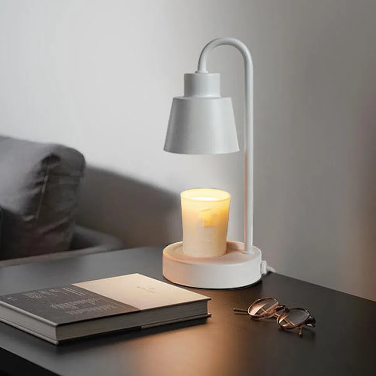 Lámpara Calentadora de Cera Eléctrica, Calentador de Velas con Fragancia, Lámpara Calentadora de Velas, Derretimiento de Velas Regulable con Control de Dial Y 2 Bombillas, Farol(110v negro)
