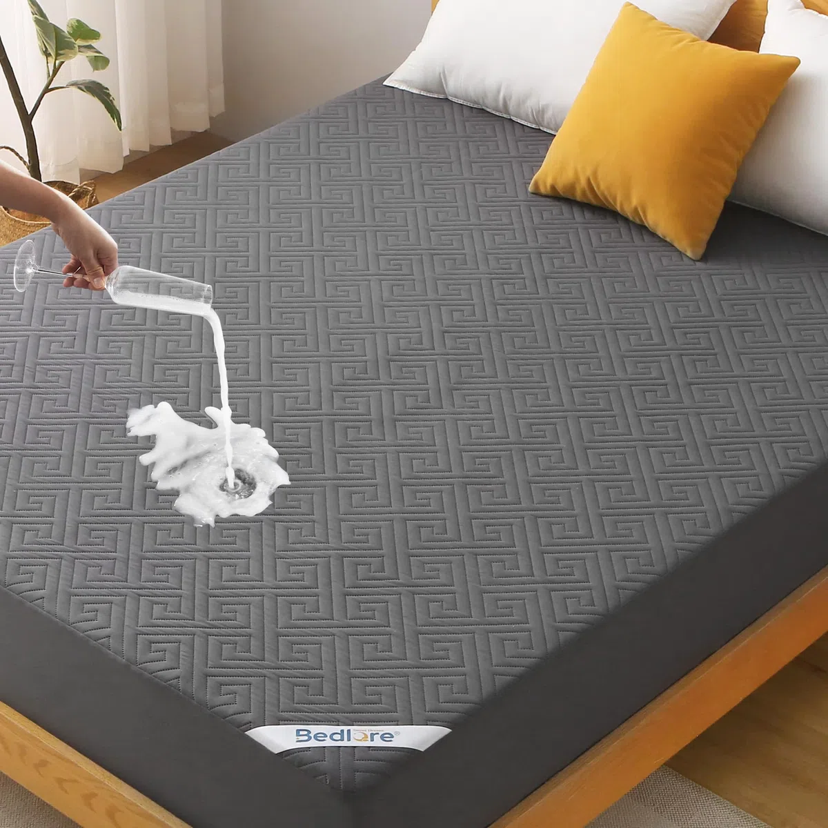 BEDLORE Protector de Colchon Impermeable 90x200x30 cm, Funda de Colchon Ajustable Silencioso, Cubre Colchon Liso para Familia