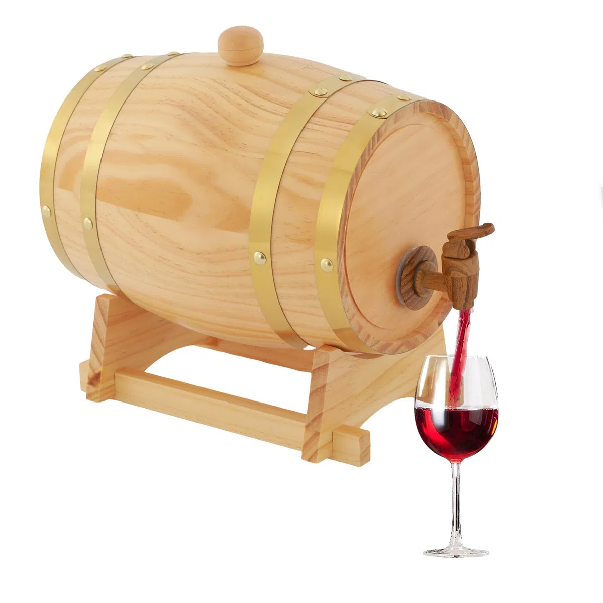 Barriles de madera de roble de 3 litros, barriles de vino, barril de madera con caballete y grifo, barril de roble para almacenamiento de whisky, vino, licores, dispensador de whisky, regalo
