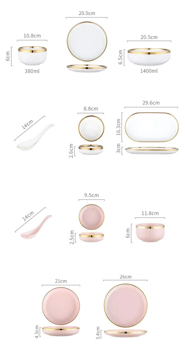 Juego de vajilla de Porcelana, Juego de Platos y Cuencos de cerámica Penh para Restaurante y Regalos de Boda, Juego de vajilla de Porcelana de Estilo Europeo.