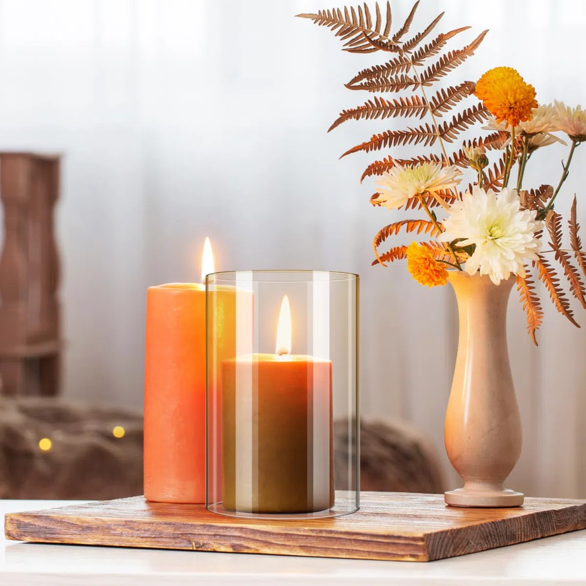 Alipis 2piezas Pantallas para Velas De Vidrio Transparente Tubo Cilíndrico Abierto por Ambos Lados De Soporte para Vela Pilar Resistente y Decorativo para Interiores