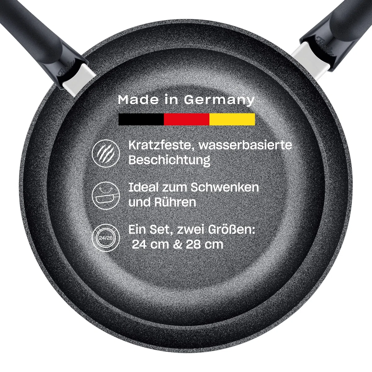Fissler Adamant Classic/Juego de sartenes (2 piezas, diámetro 24 + 28 cm) – sartenes antiadherentes a base de agua resistentes a los arañazos, de aluminio reciclado, aptas para inducción, calidad